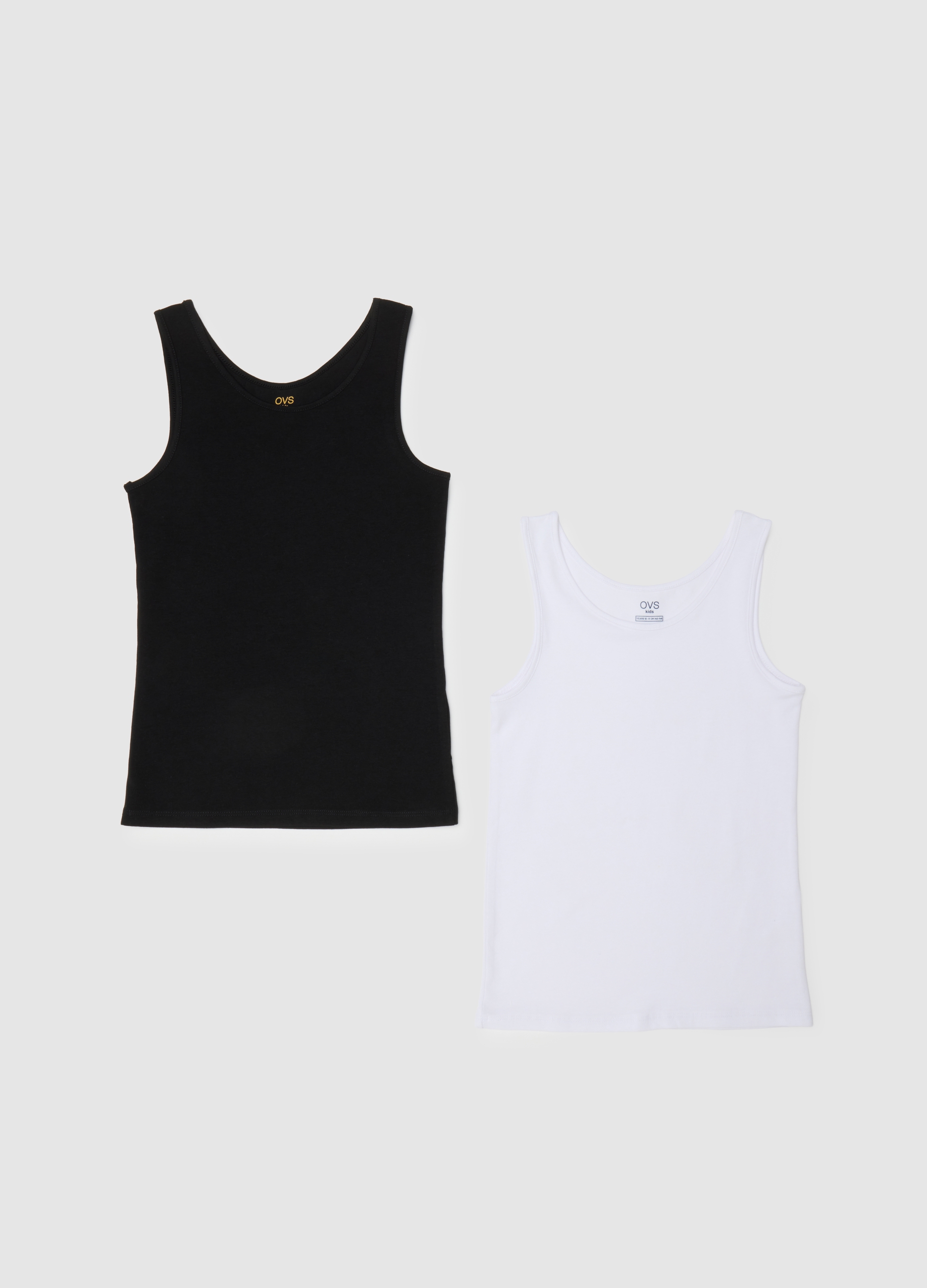 OVS, Mädchen-bipack Aus Multicolor-baumwoll-tanktops, Mädchen, Weiß/Schwarz, Größe: 10-11