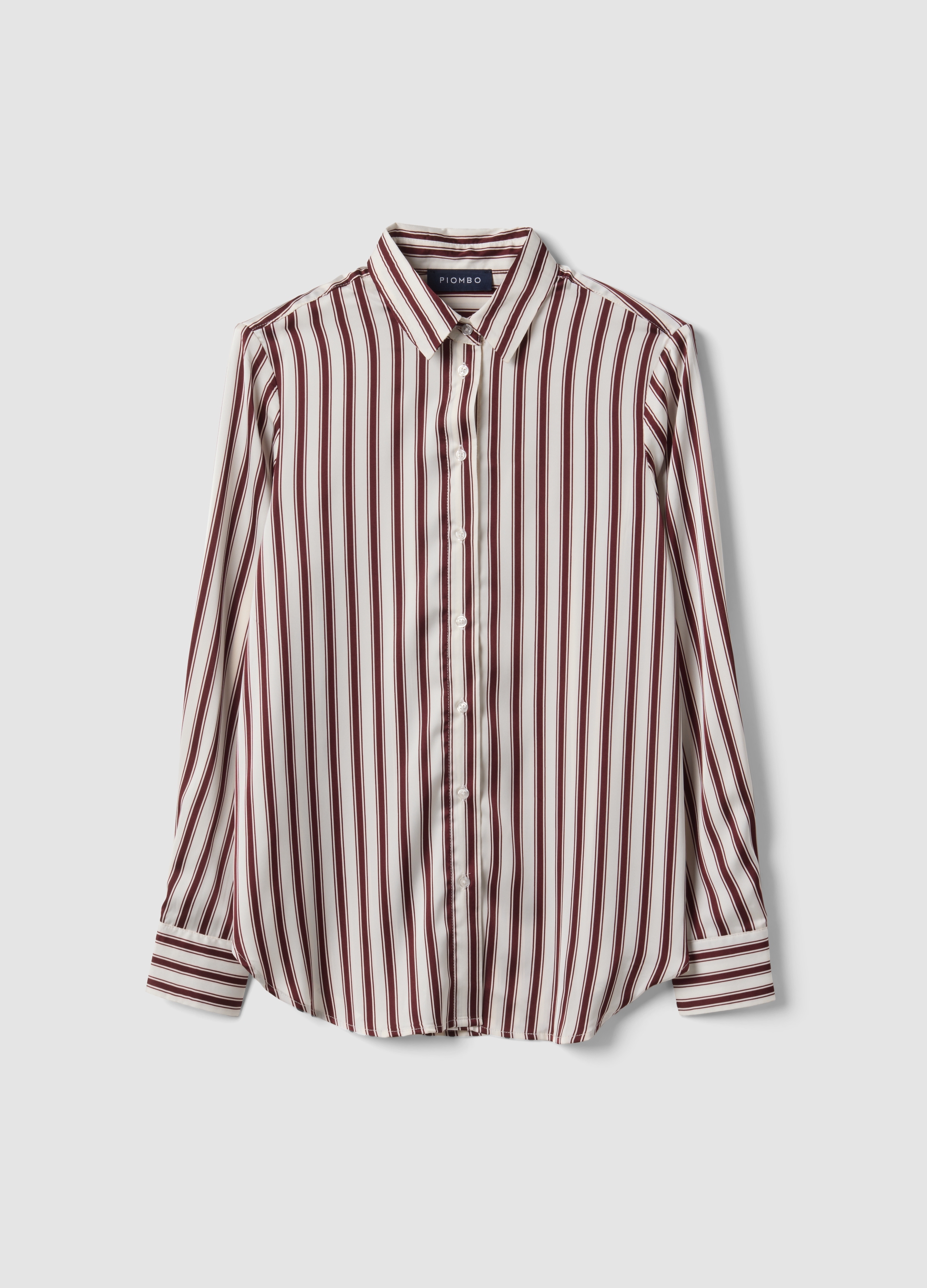 Piombo Contemporary, Camicia Bianca In Tessuto Elasticizzato A Righe Regular Fit, Donna, Bianco, Taglia: XL