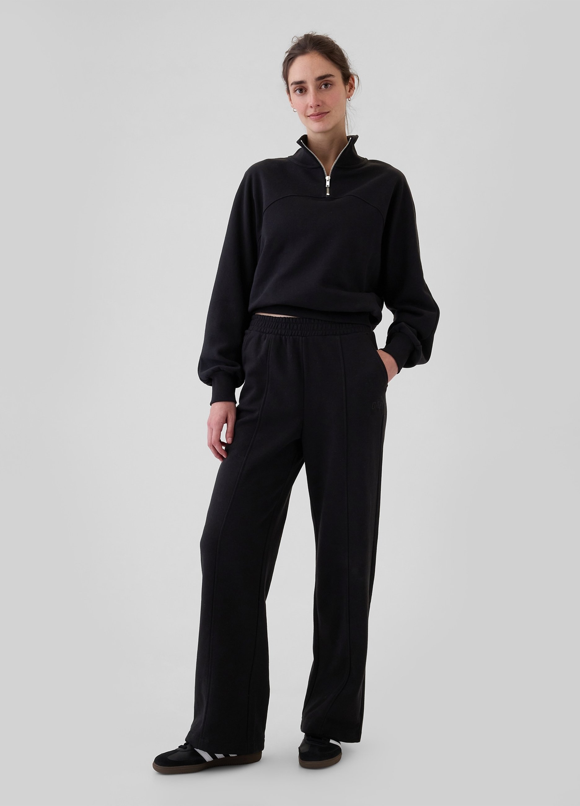 GAP, Pantalone Joggers Straight Fit Con Cuciture In Rilievo, Donna, Nero, Taglia: S