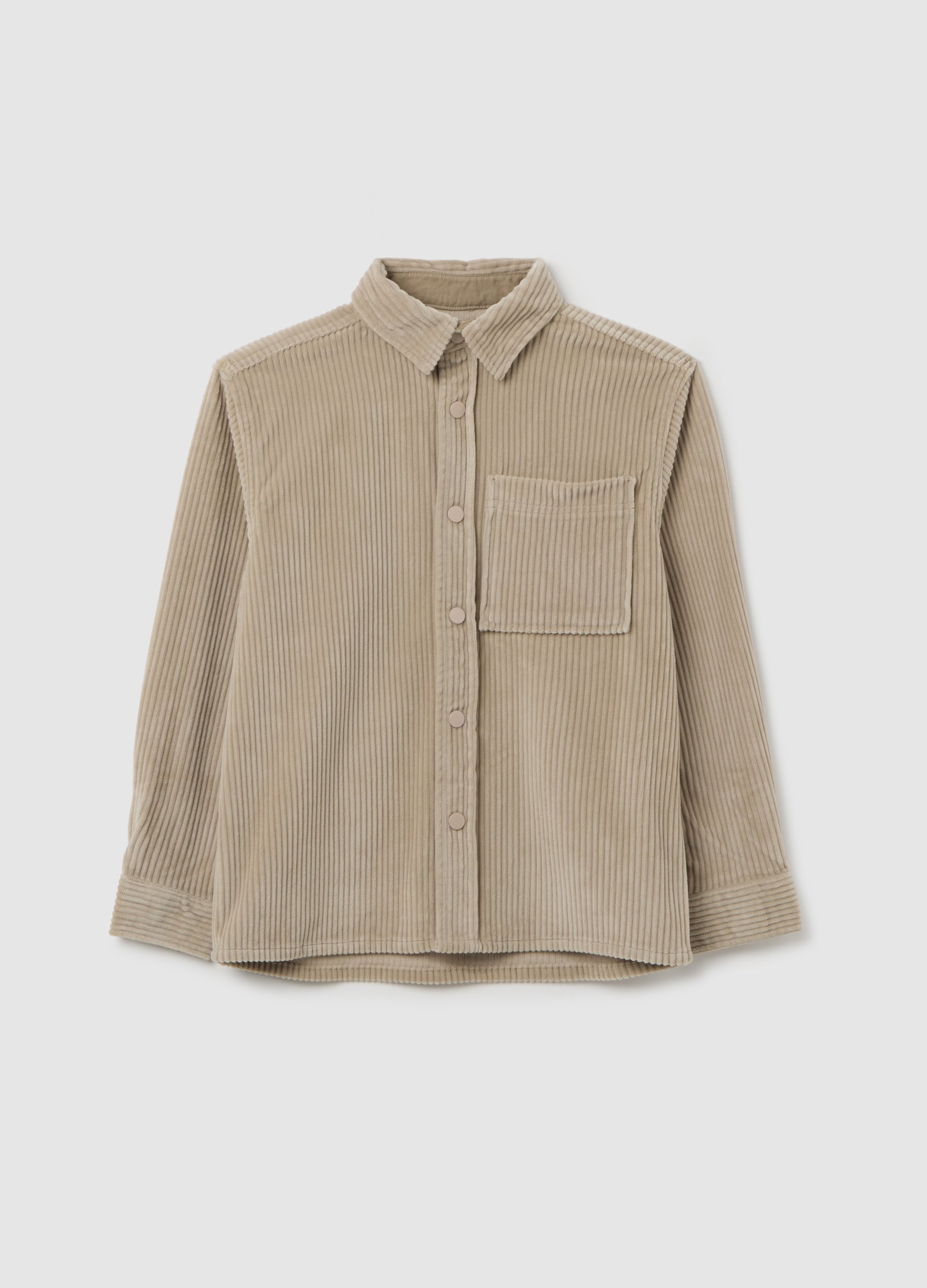 Camicia Da Ragazzo Beige In Velluto A Coste, Niño, Beige Claro, Talla: 14-15
