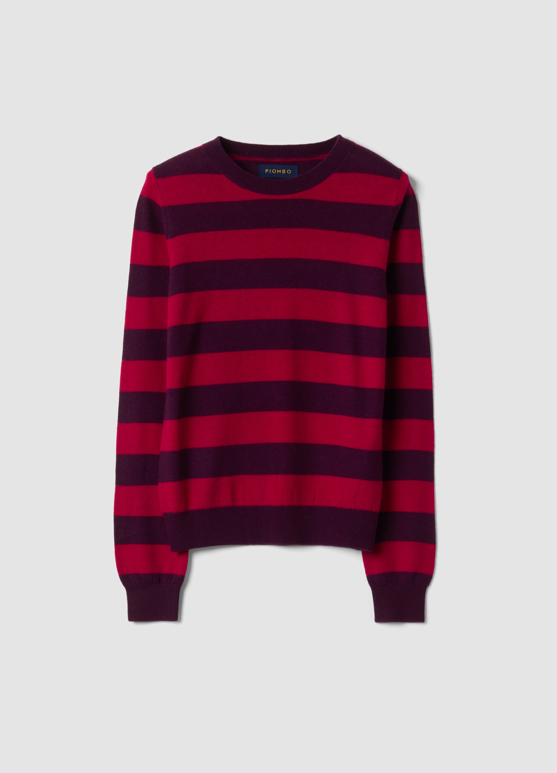 PIOMBO, Maglia Rossa In Pura Lana A Righe Con Girocollo, Donna, Multicolor, Taglia: S