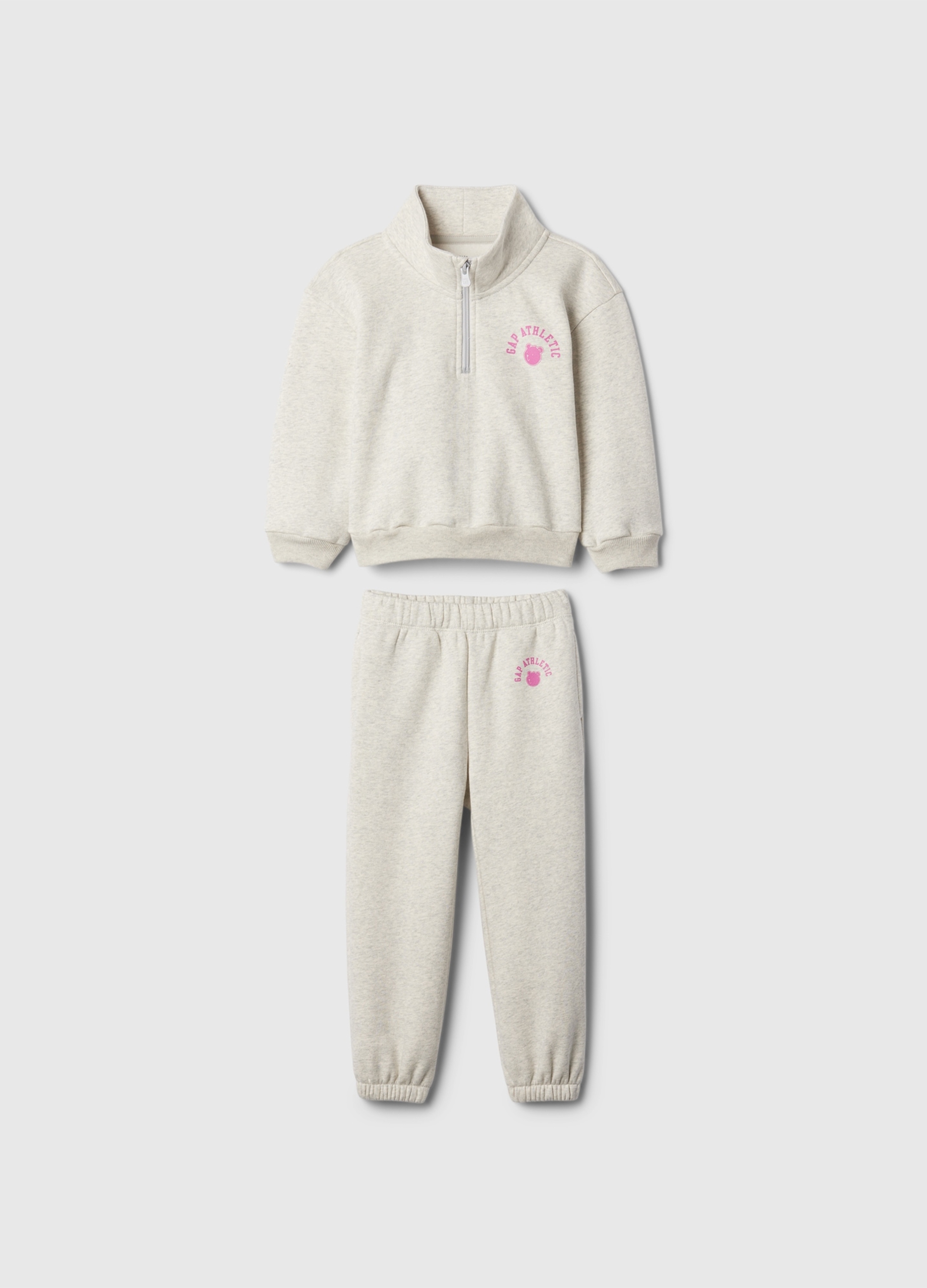 GAP KIDS, Jogging Set In Felpa Con Stampa Logo E Orsetto, Unisex, Grigio, Taglia: 6-12M/69-74