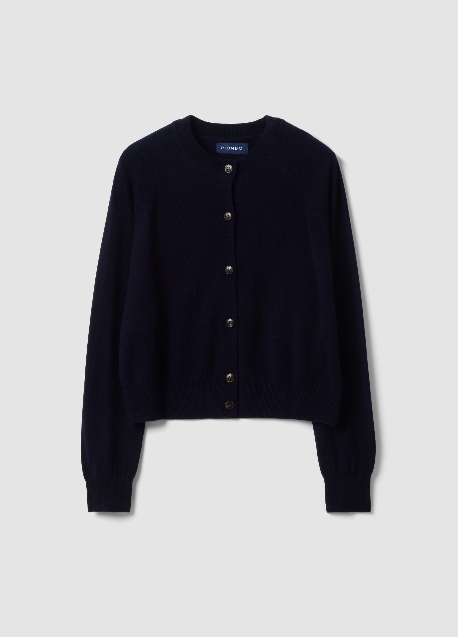 Piombo Contemporary, Cardigan Blu In Pura Lana A Girocollo Regular Fit, Donna, Blu, Taglia: S