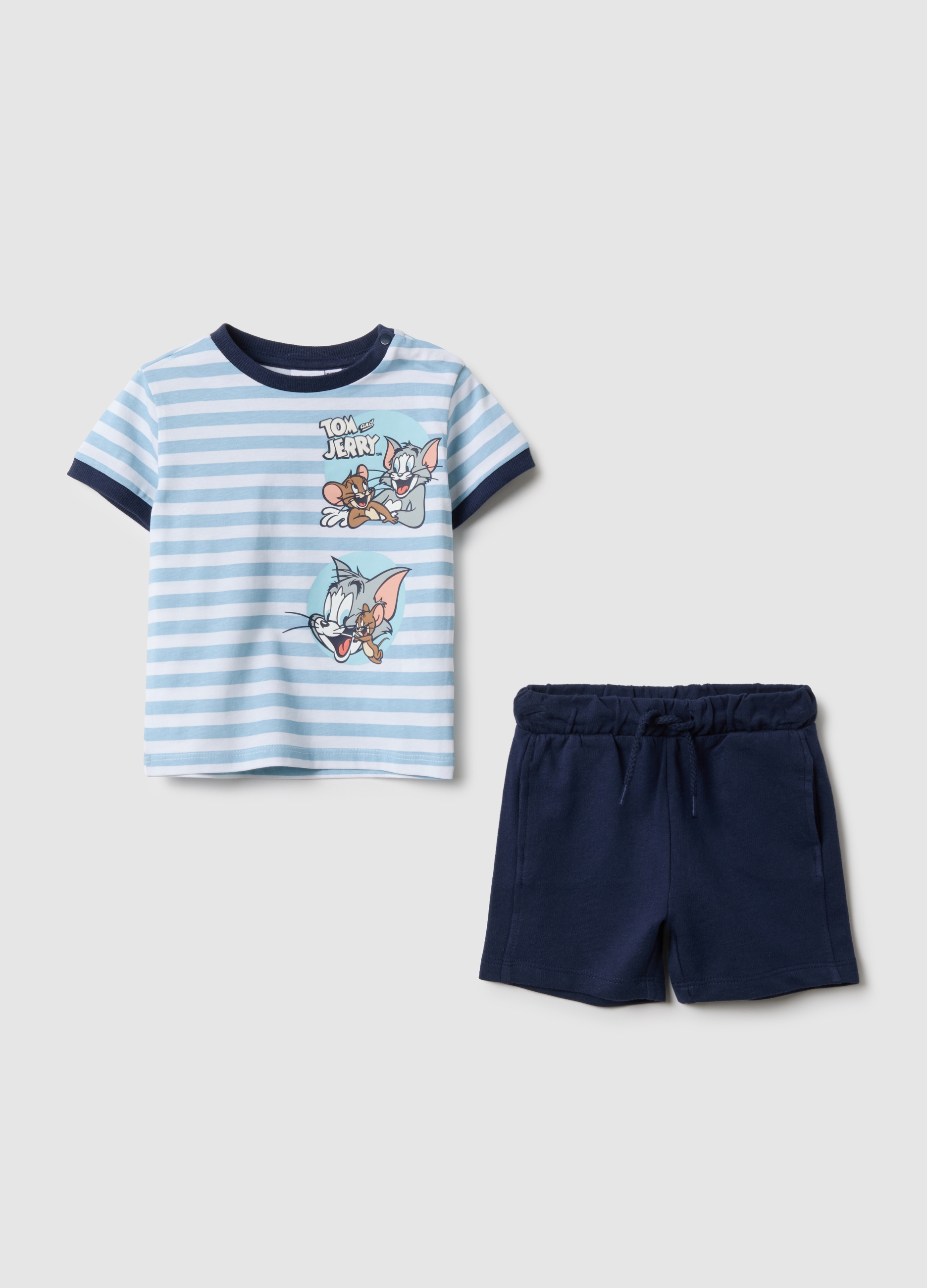 FAGOTTINO, Conjunto De Jogging Multicolor De Puro Algodón Para Niños De Tom Y Jerry, Niño, Blanco/azul claro, Talla: 18-24