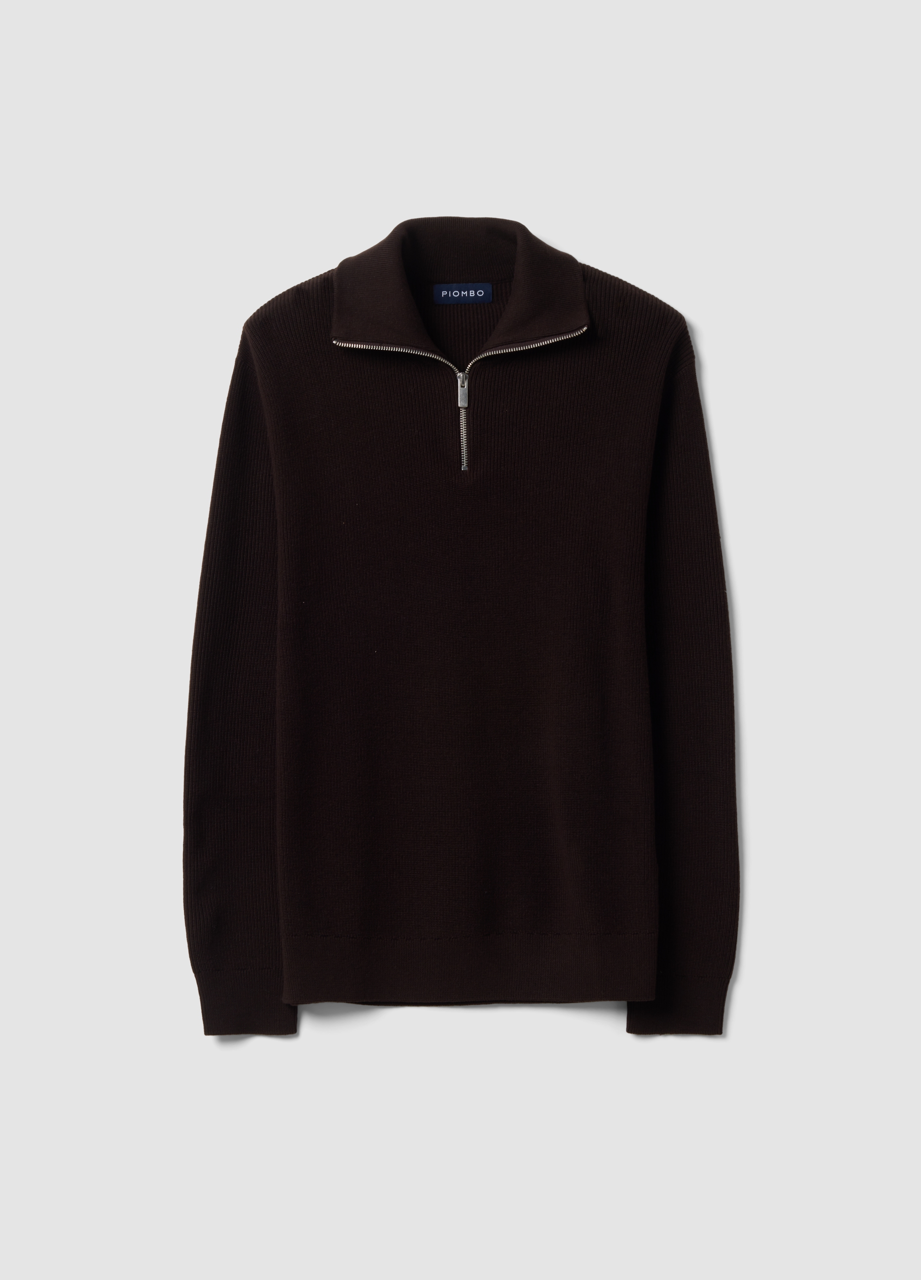 Piombo Tech, Half-zip Marrone In Misto Cotone Regular Fit, Uomo, Marrone, Taglia: S