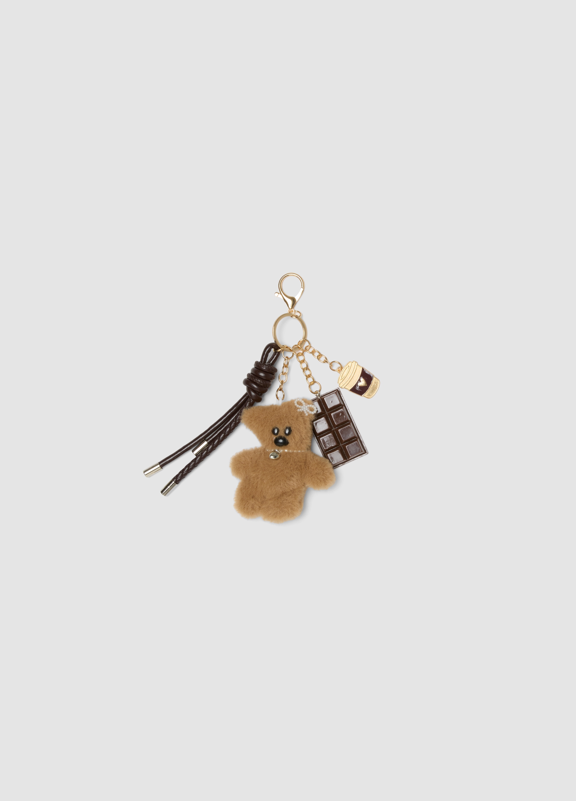 OVS, Portachiavi Marrone Con Orsetto E Ciondoli, Donna, Marrone, Taglia: ONE SIZE