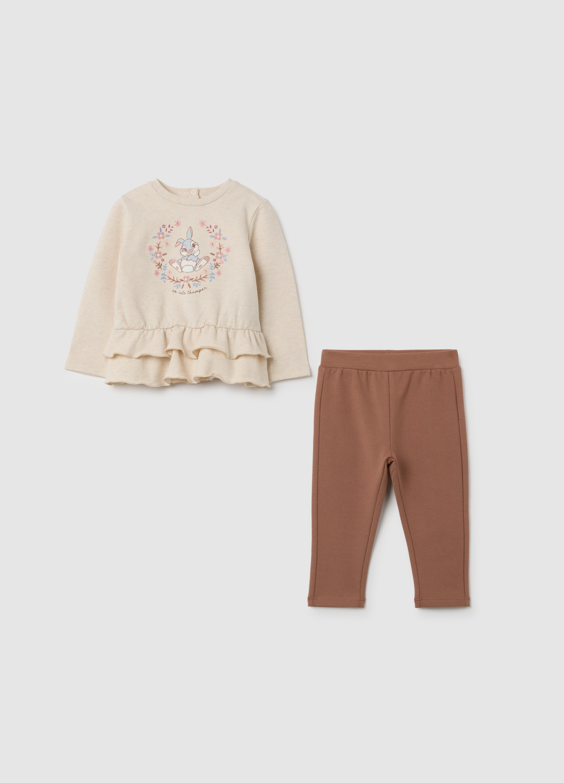 FAGOTTINO, Jogging Set Da Bambina In Cotone Beige Regular Fit, Beige, Taglia: 18-24