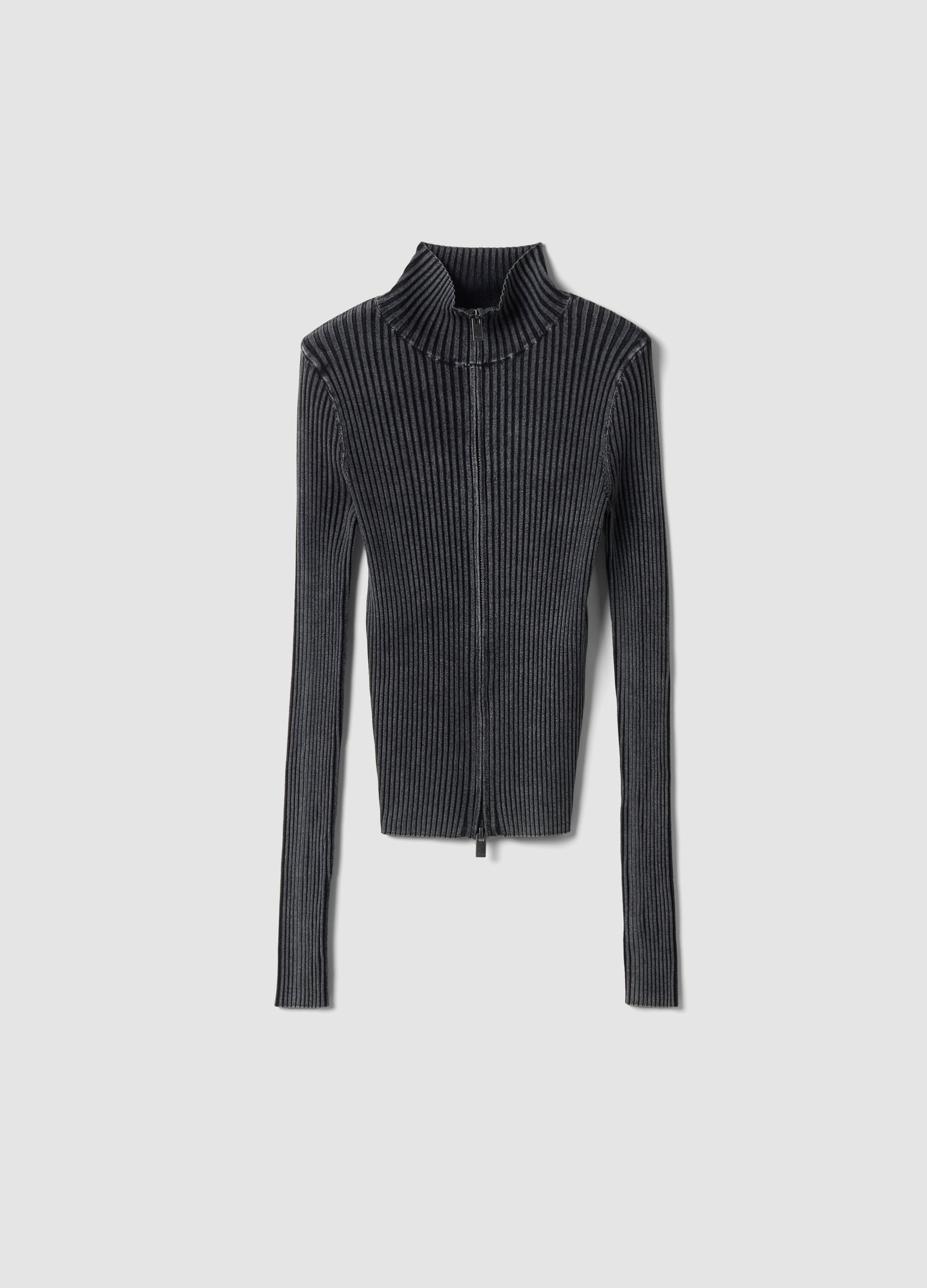 UTOPJA, Full-zip Ribbed Knit Vintage Grey, Donna, Grigio, Taglia: XS