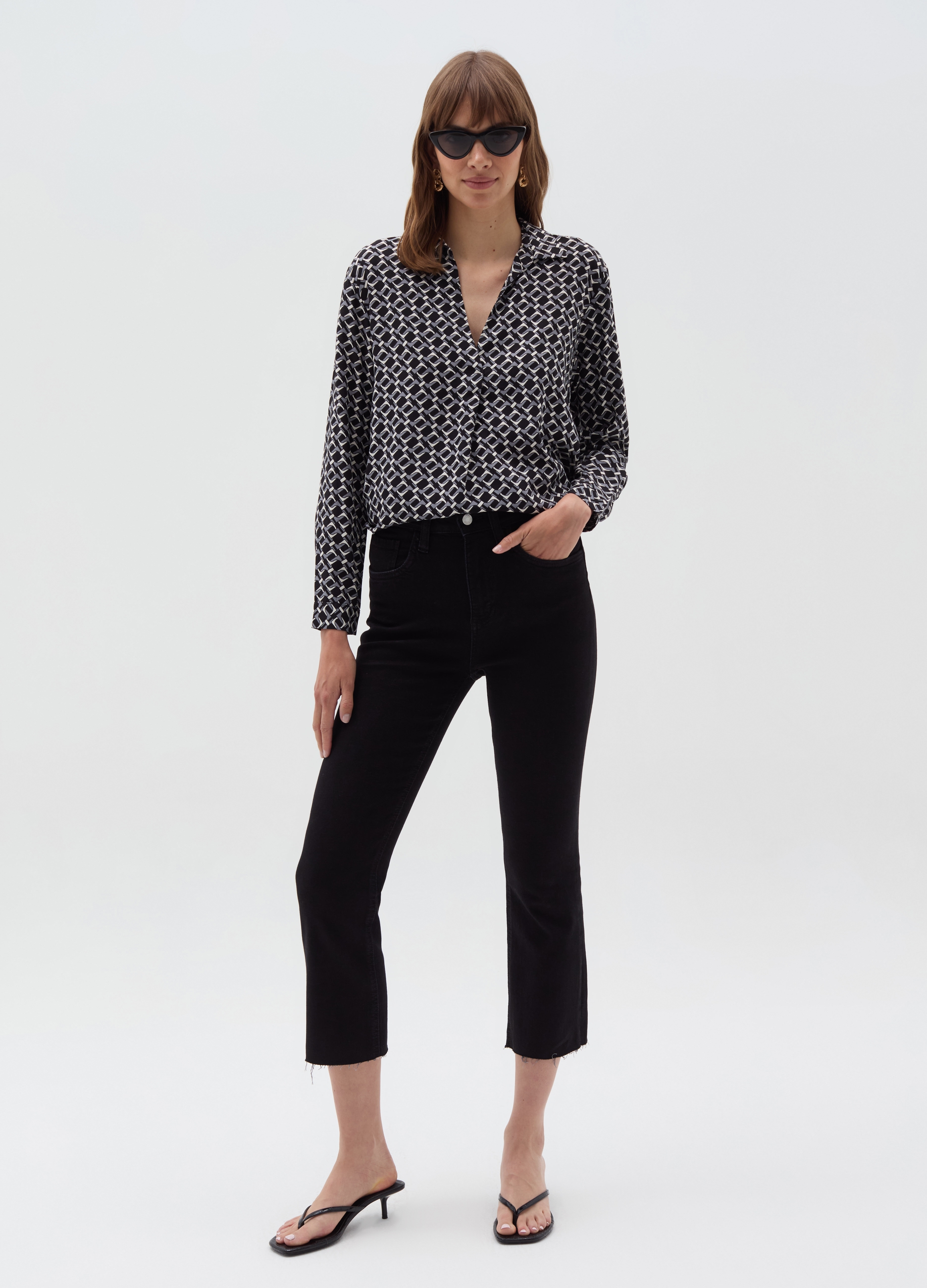 OVS, Blusa Con Scollo A Polo Maniche Lunghe, Donna, Multicolor, Taglia: 38