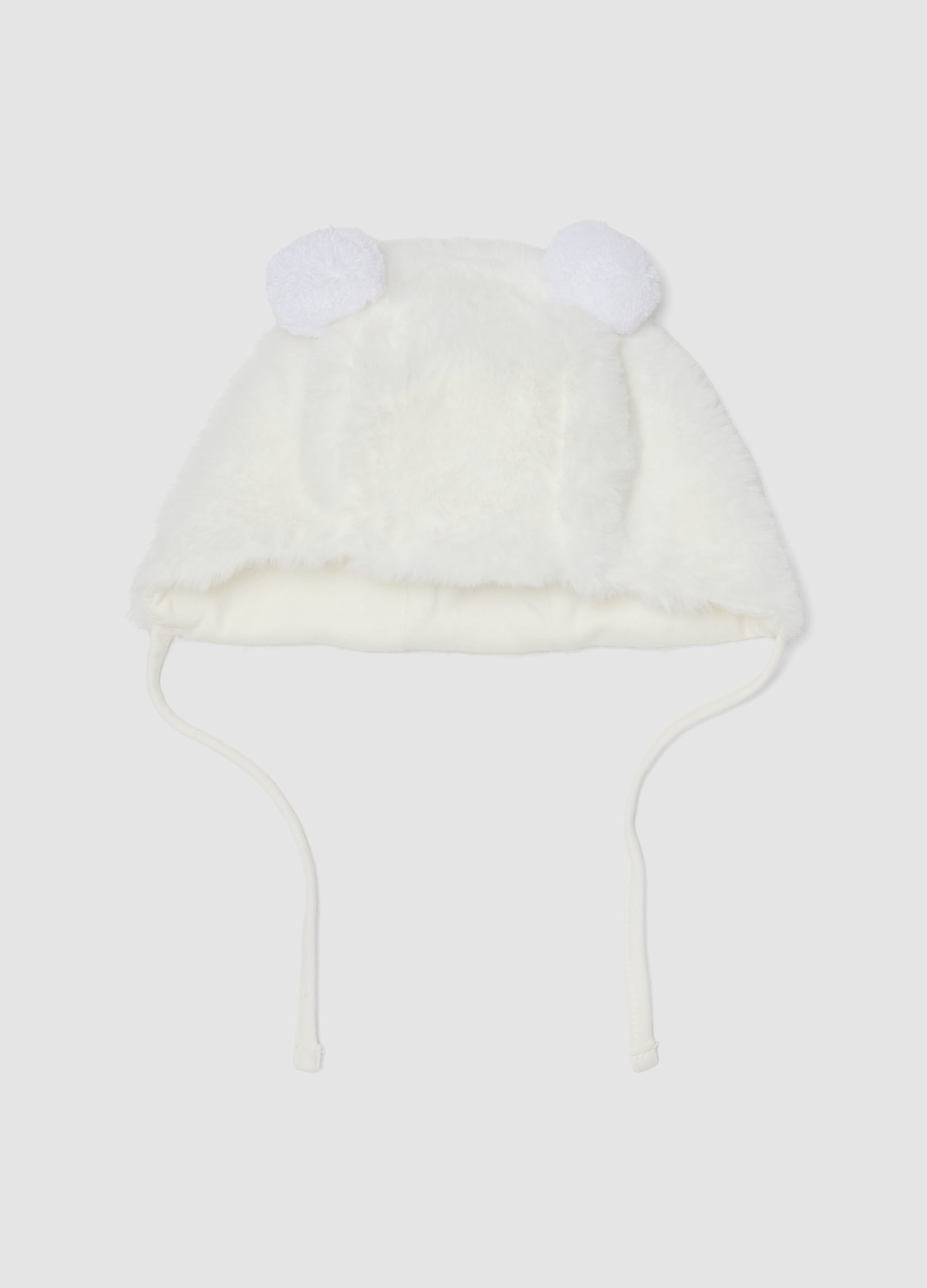 FAGOTTINO, Cappello Bianco In Cotone Organico Effetto Peluche Per Neonata, Bianco, Taglia: ONE SIZE