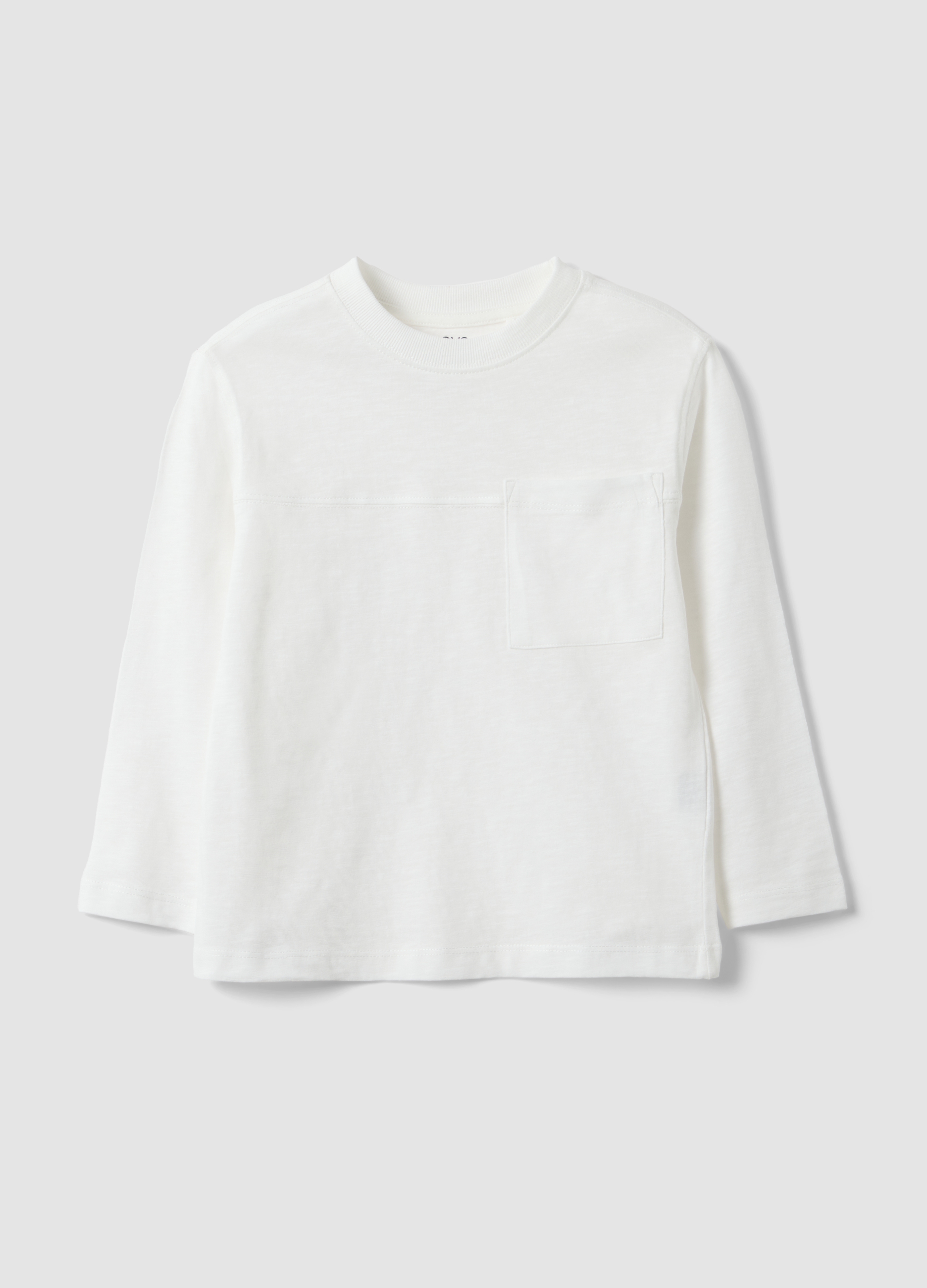 OVS KIDS, Camiseta Infantil Blanca De Algodón Puro Con Bolsillo Y Corte Oversize, Niño, Blanco roto, Talla: 8-9