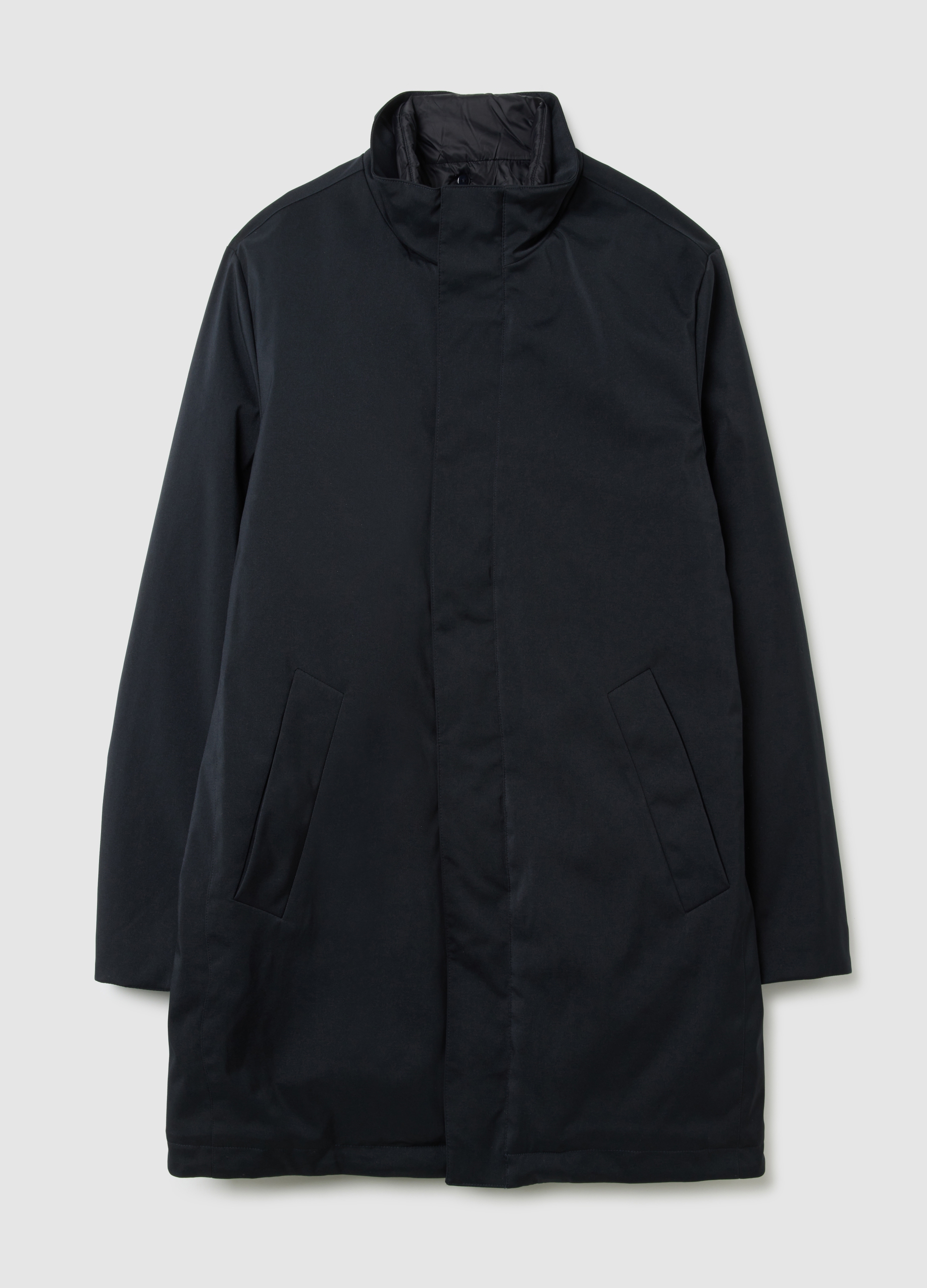 Cappotto In Tessuto Elasticizzato Nero Regular Fit, Hombre, Gunmetal, Talla: 50