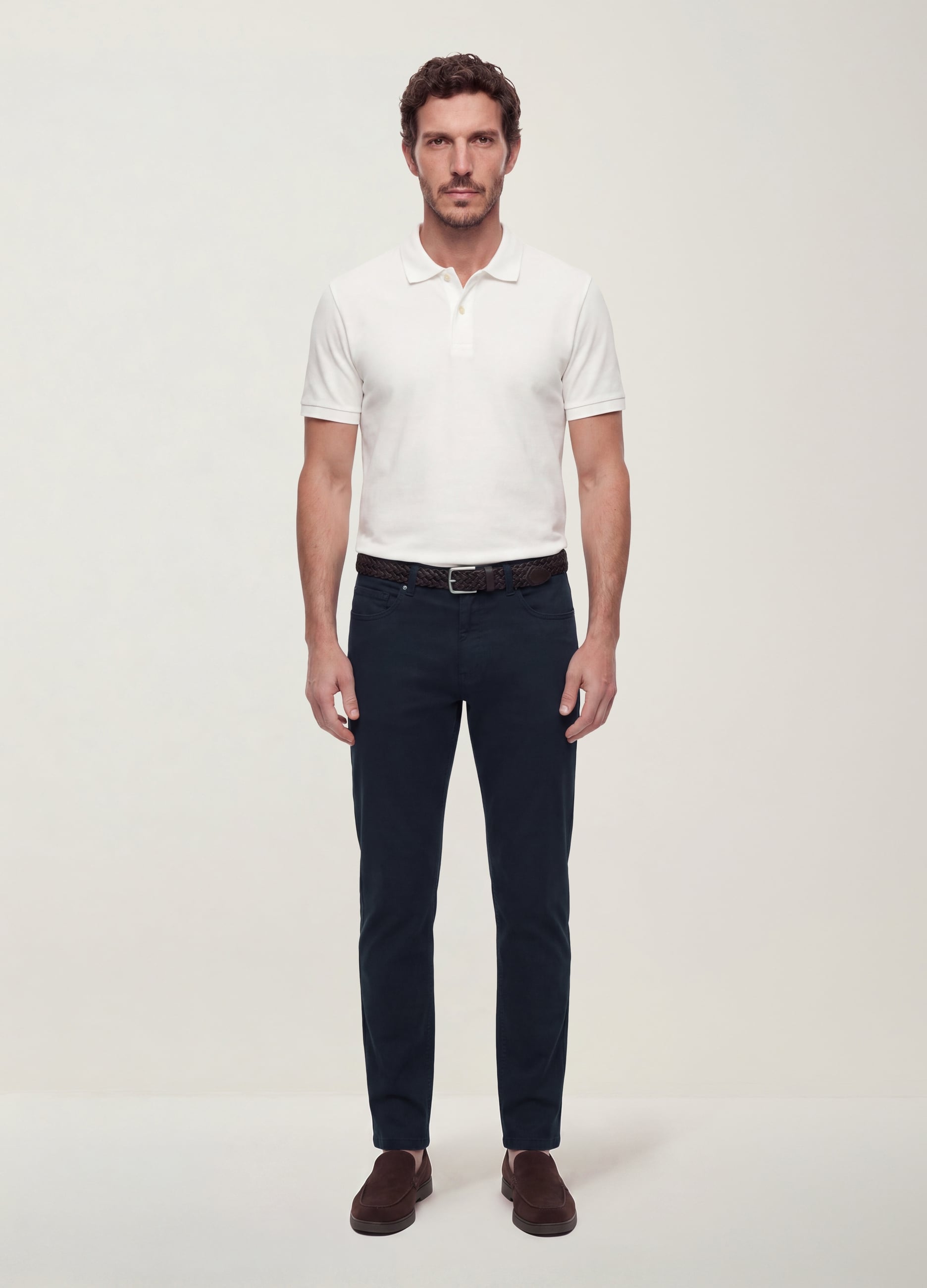 OVS, Pantaloni Blu In Twill Di Cotone Elasticizzato Slim Fit, Uomo, Blu, Taglia: 54
