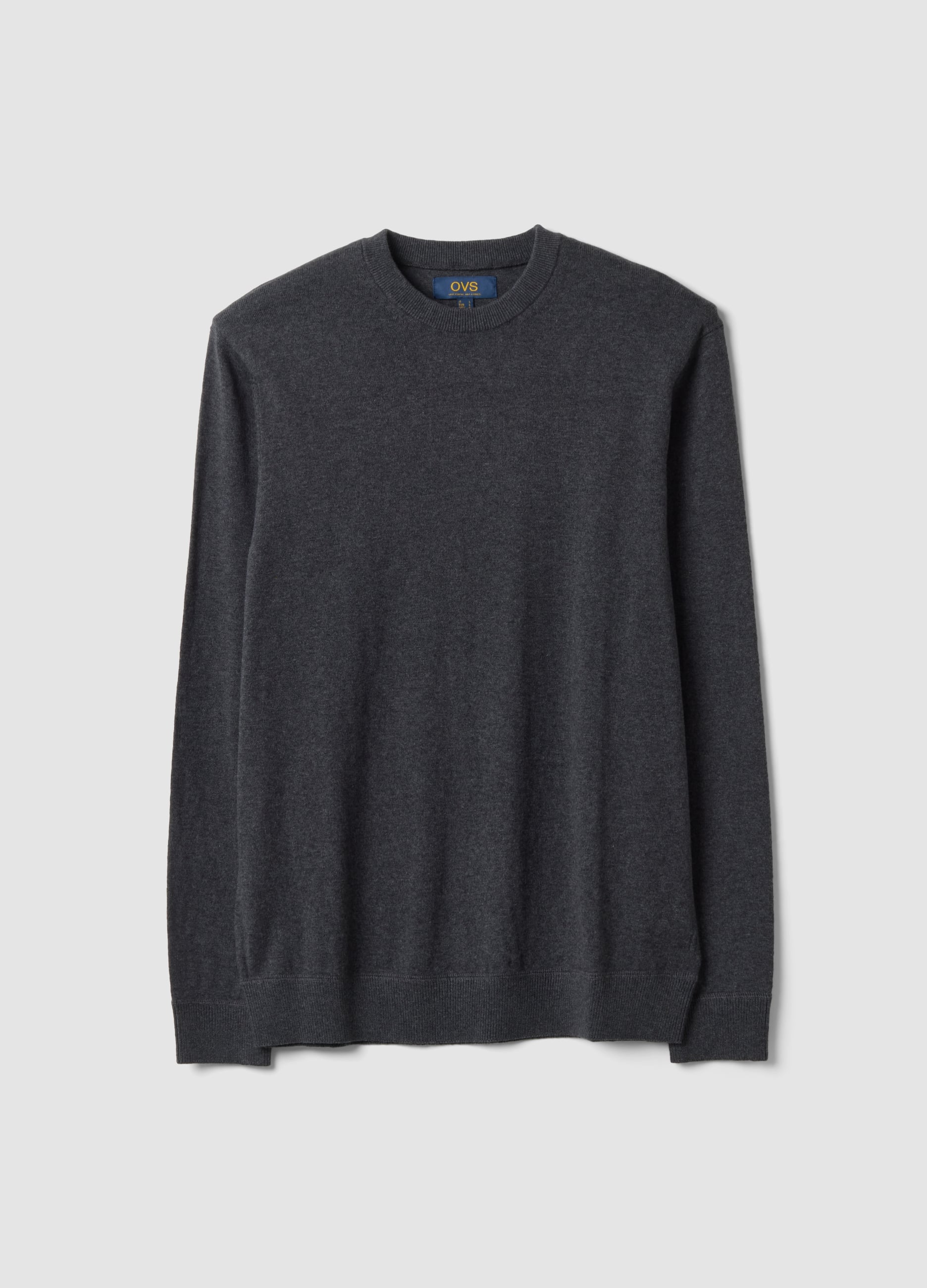 OVS, Maglia Grigia In Misto Cotone E Cashmere Girocollo, Uomo, Grigio, Taglia: M