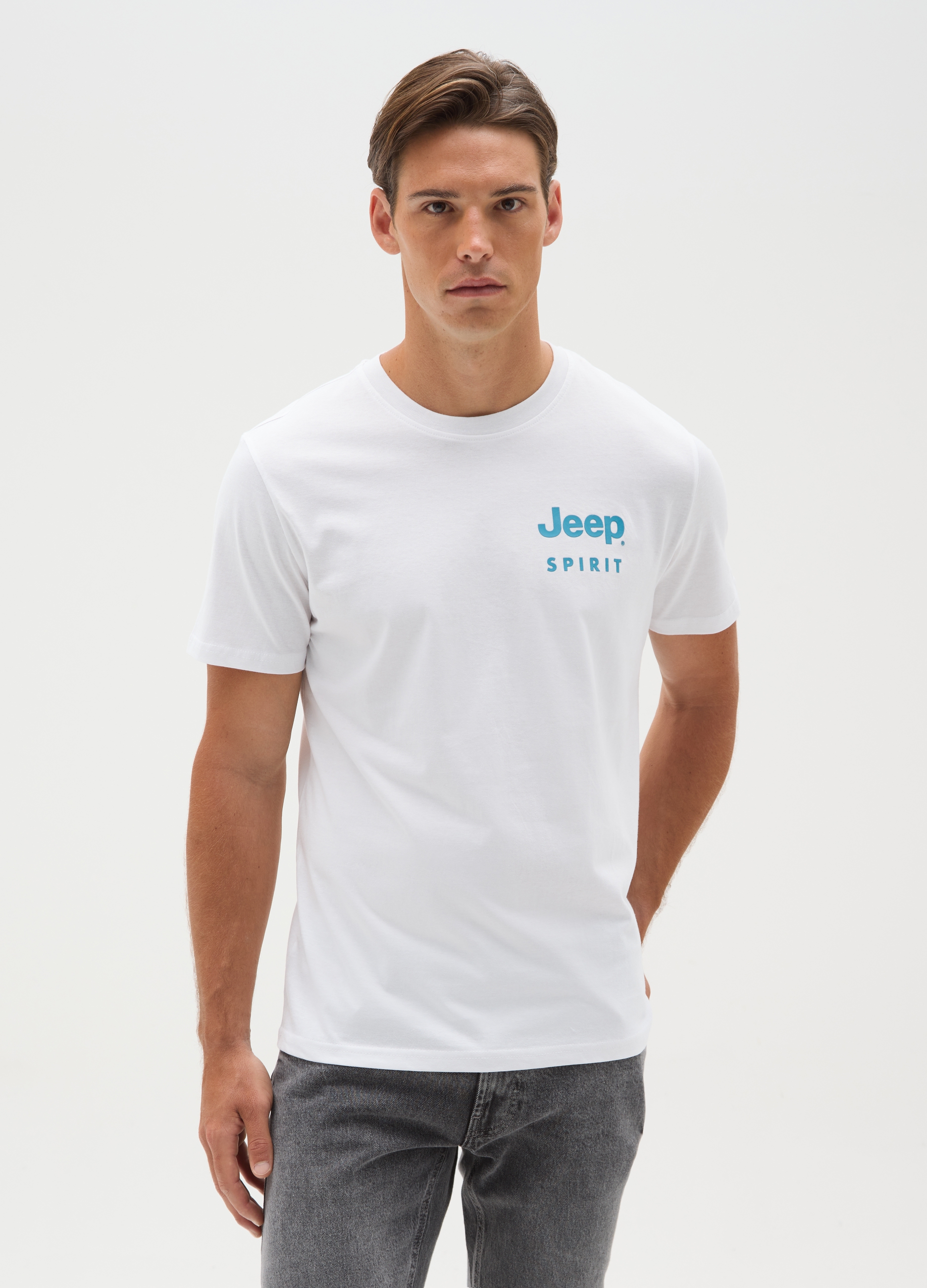 OVS , T-shirt Da Uomo In Puro Cotone Bianca Regular Fit Con Logo, Bianco, Taglia: M