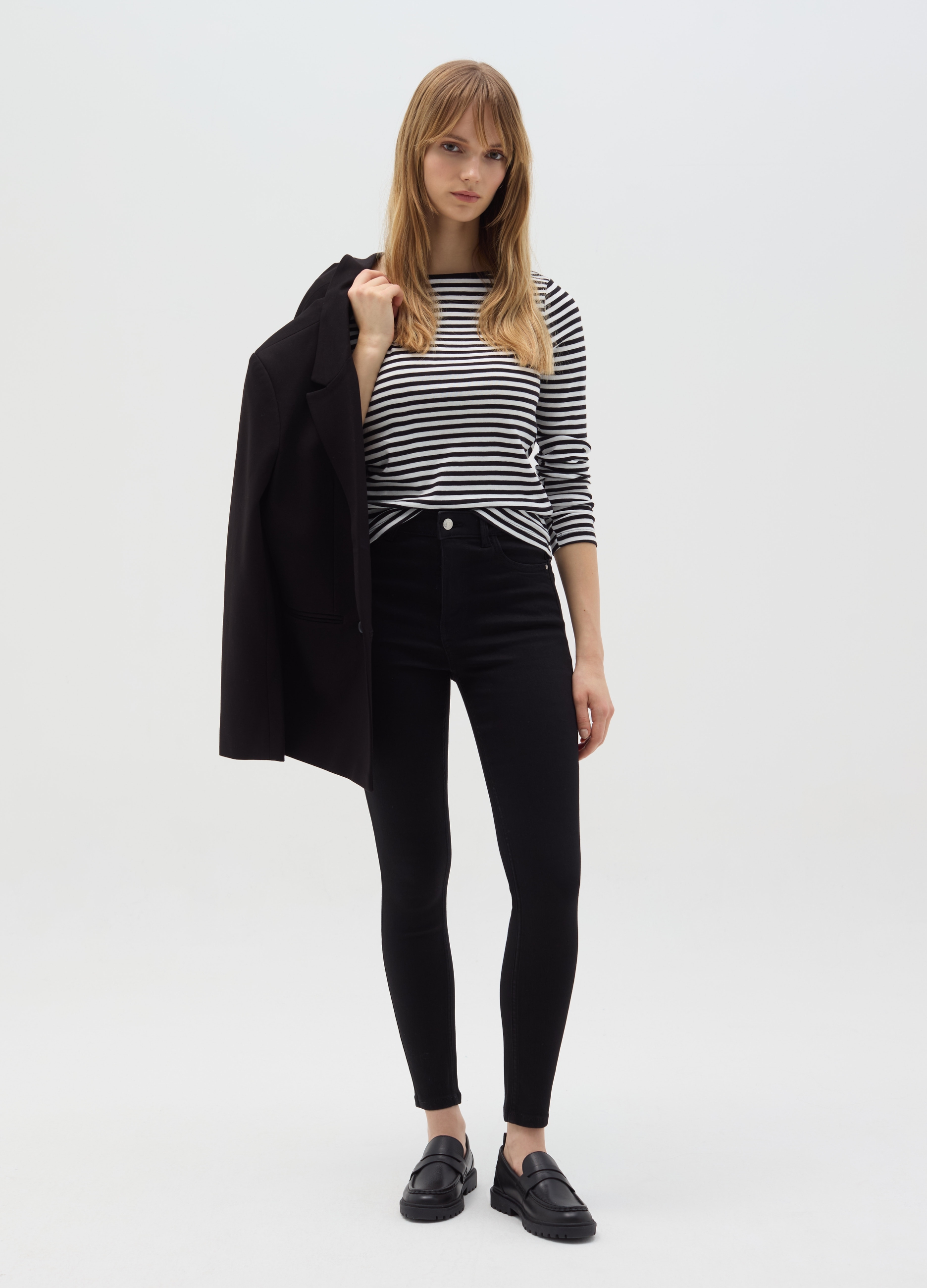 OVS , Jeans Skinny Fit A Vita Alta, Donna, Nero, Taglia: 38