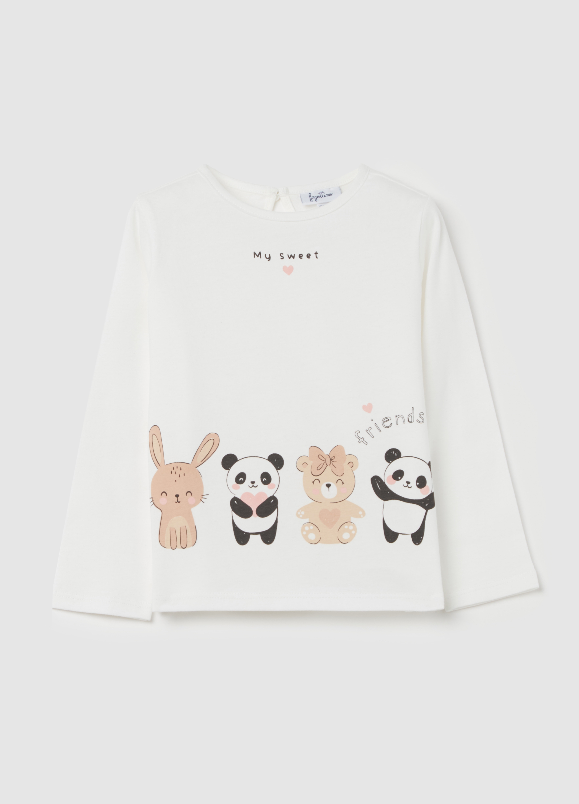 FAGOTTINO, Camiseta Manga Larga Estampado Animales, Niña, Blanco óptico, Talla: 18-24