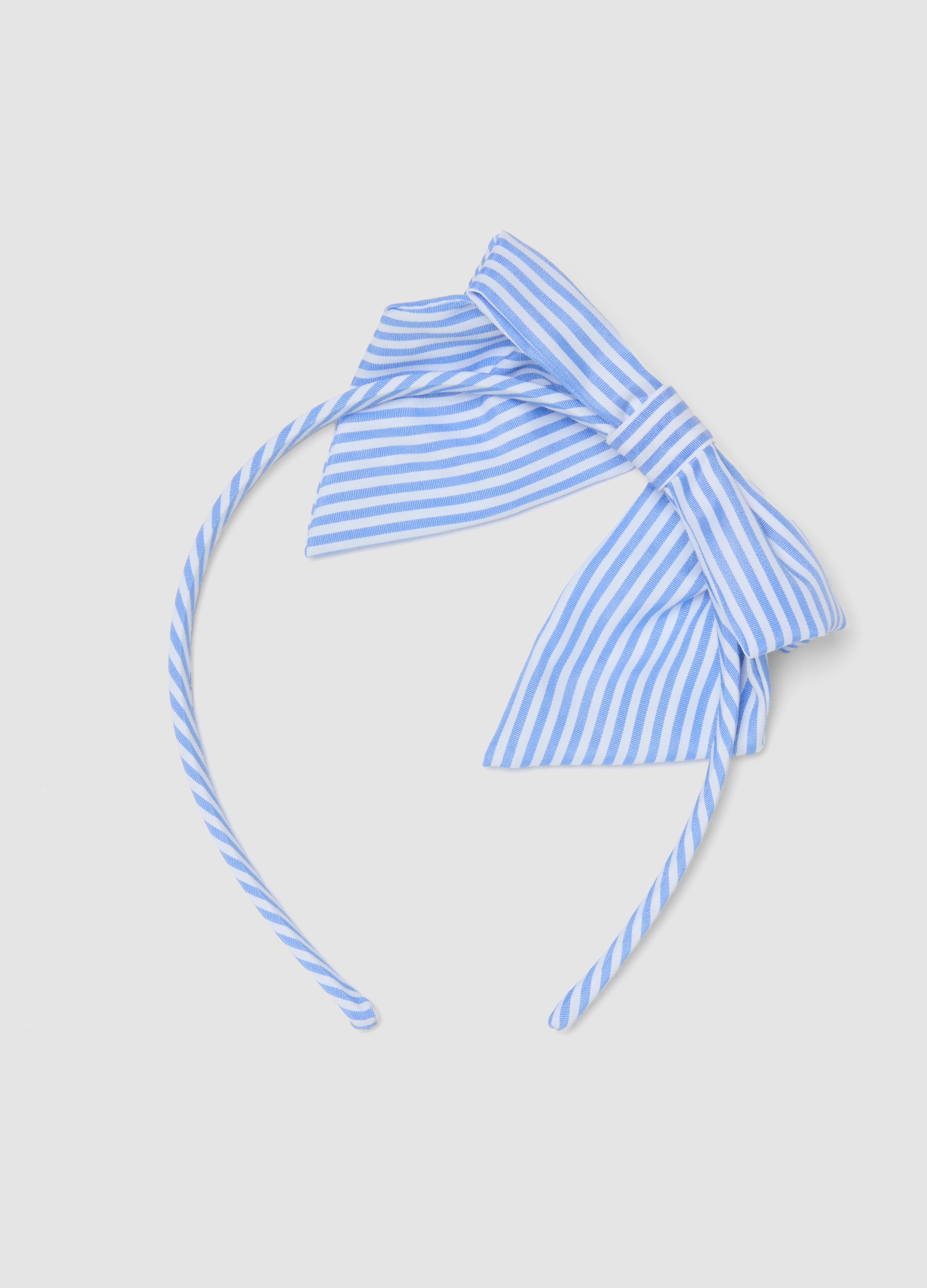 OVS KIDS, Diadema Azul A Rayas De Puro Algodón Con Lazo Para Niñas, Niña, Blanco/azul claro, Talla: FASUL