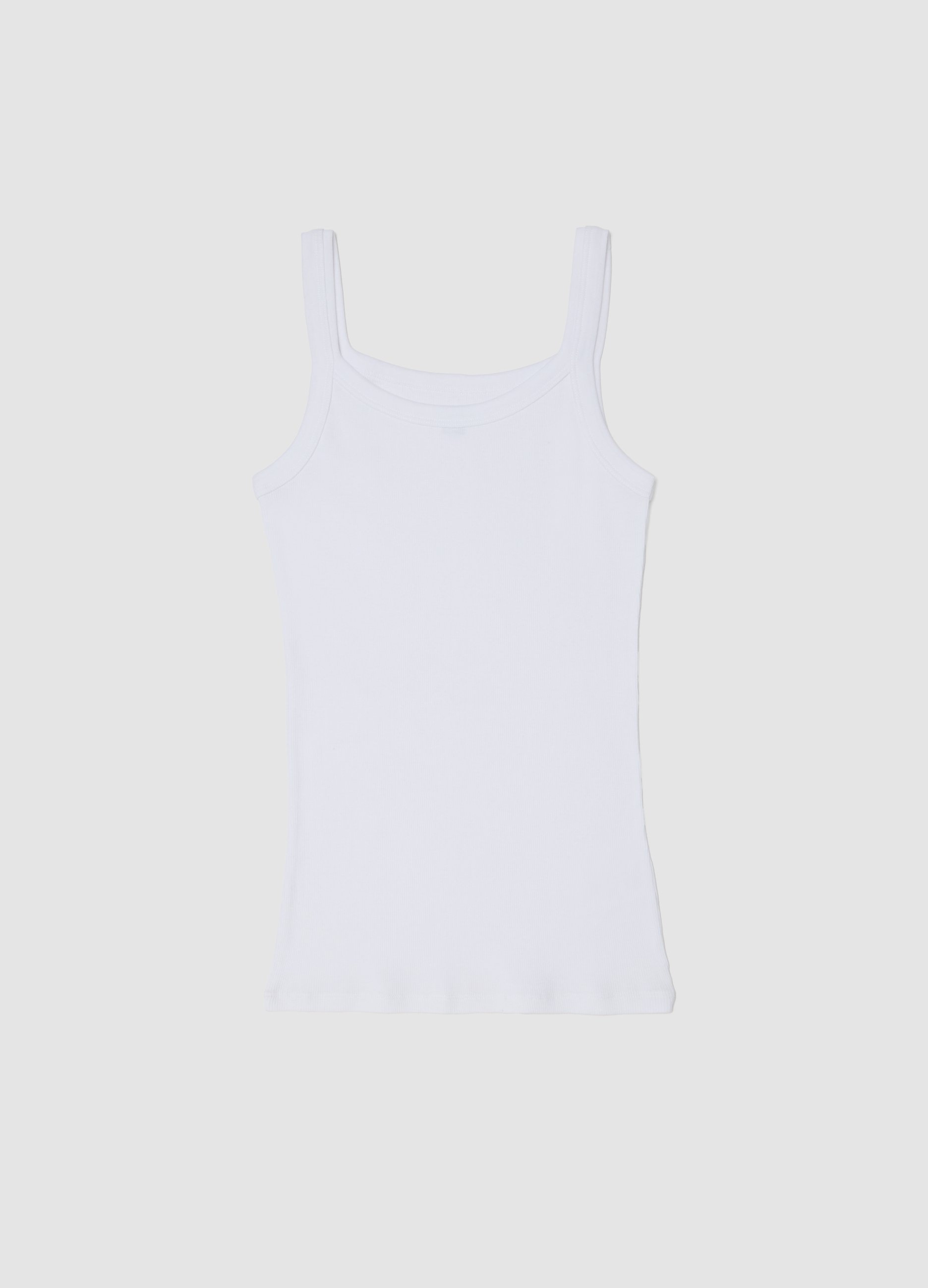 Camiseta Sin Mangas Blanca De Algodón Puro Regular Fit Con Hombro Ancho, Mujer, Blanco óptico, Talla: XL