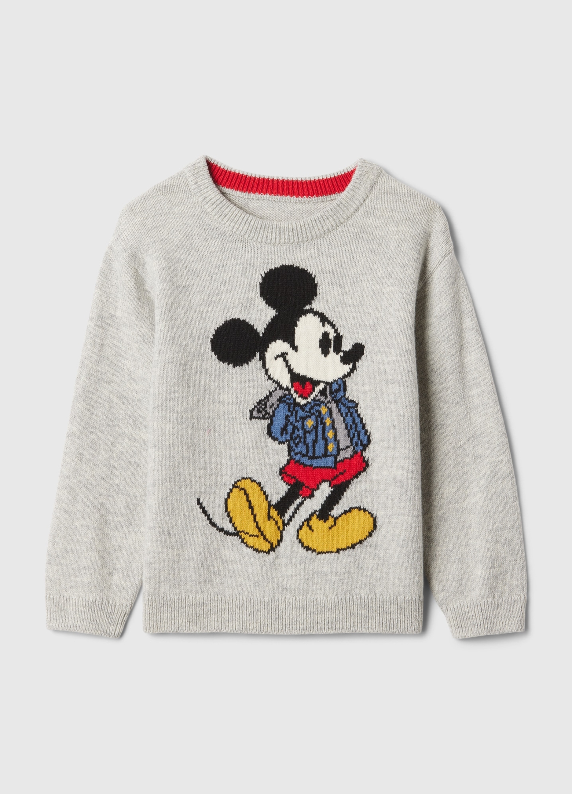 GAP KIDS, Pullover Con Disegno Jacquard Topolino, Unisex, Grigio, Taglia: 6-12M/69-74