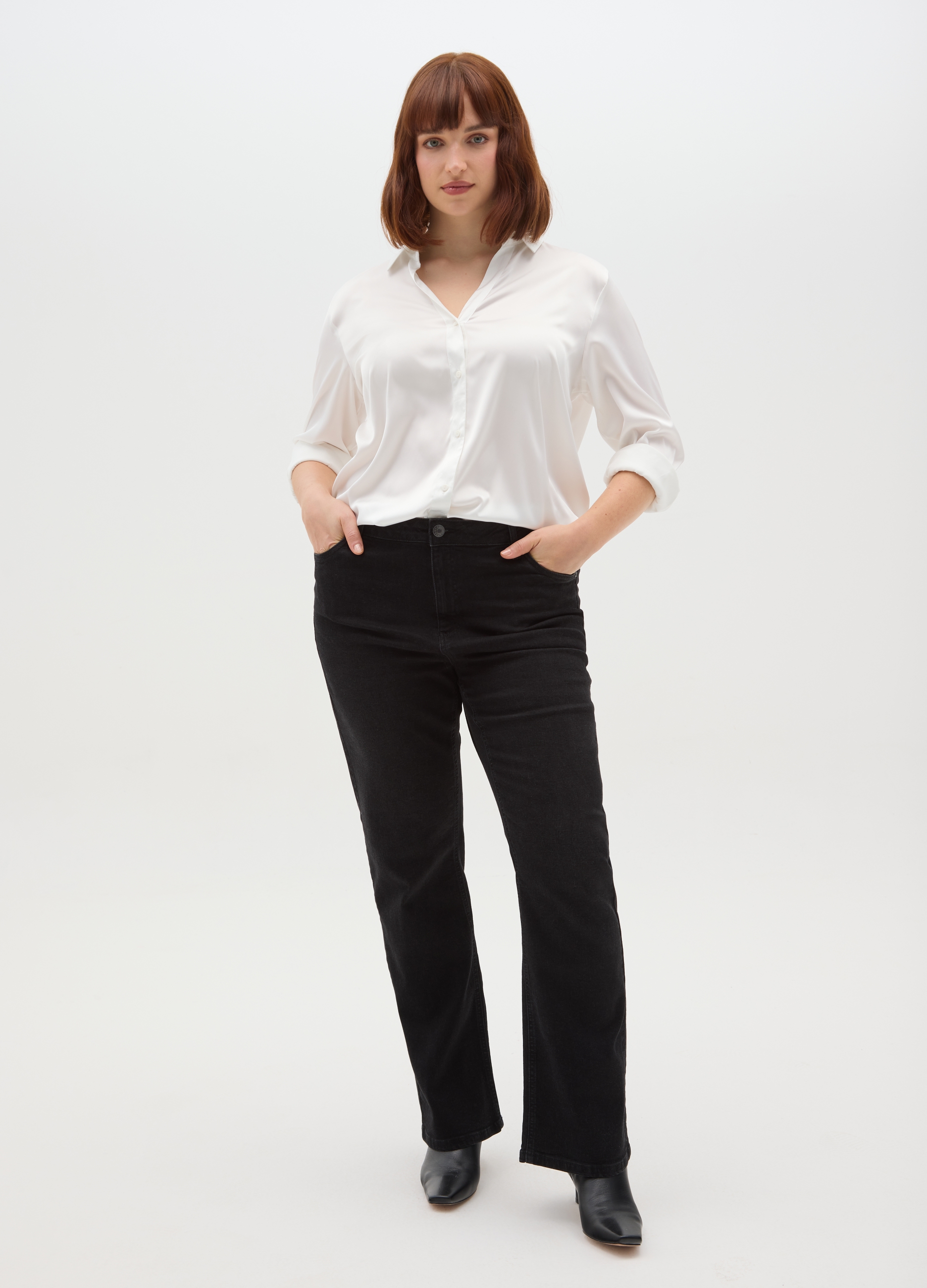 MYA, Pantaloni Nero Bootcut Elasticizzati, Donna, Nero, Taglia: 43