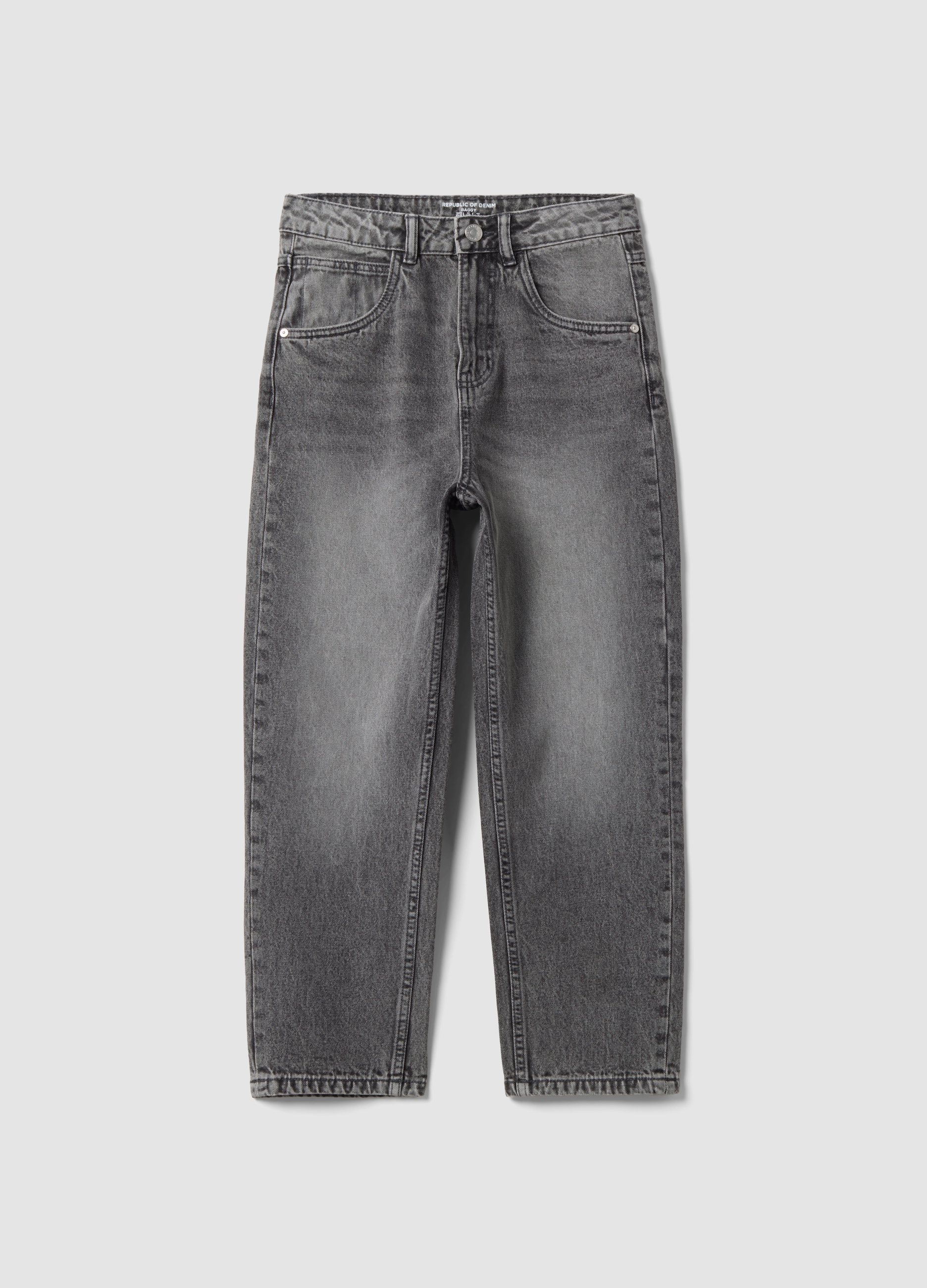 REPUBLIC OF DENIM , Jeans Grigi In Puro Cotone Baggy Fit Per Ragazzo, Bambino, Grigio, Taglia: 13-14
