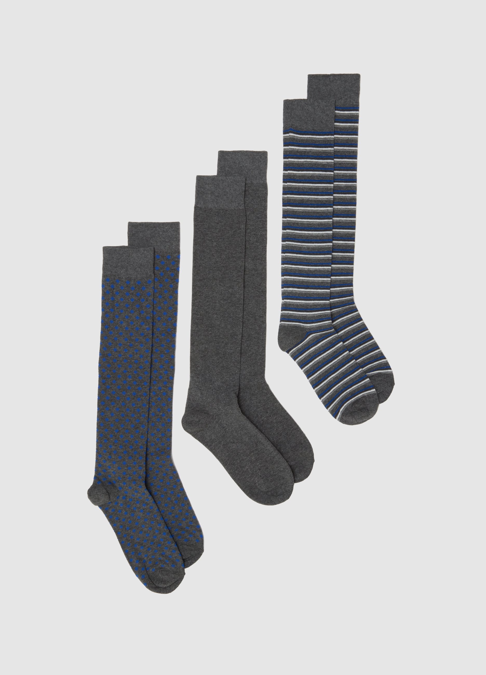 Tripack Calcetines Largos De Algodón Multicolor, Hombre, Gris/azul, Talla: 38/42
