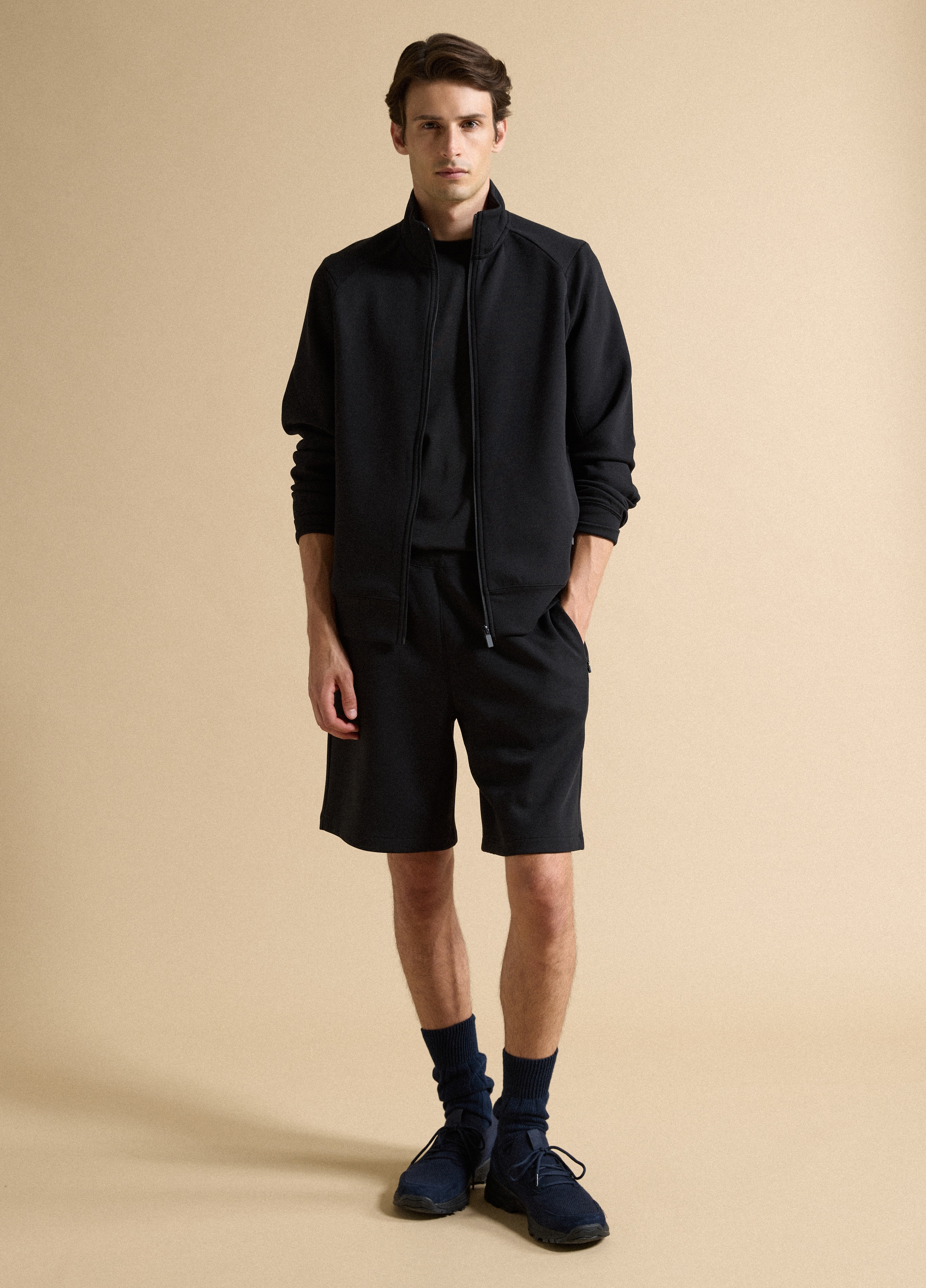 Piombo Tech, Shorts Neri Traspiranti In Tessuto Elasticizzato 2 Way Stretch, Uomo, Nero, Taglia: S