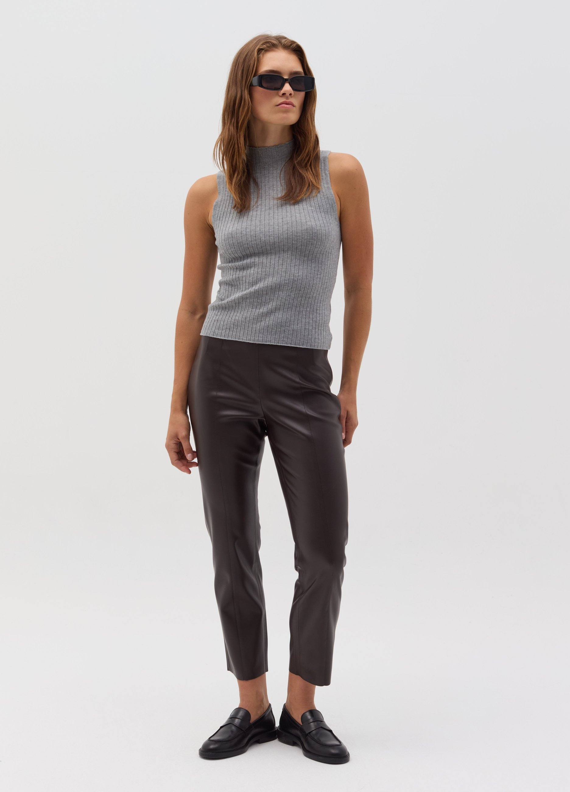 OVS, Leggings Cropped Effetto Lucido, Donna, Marrone, Taglia: XXL
