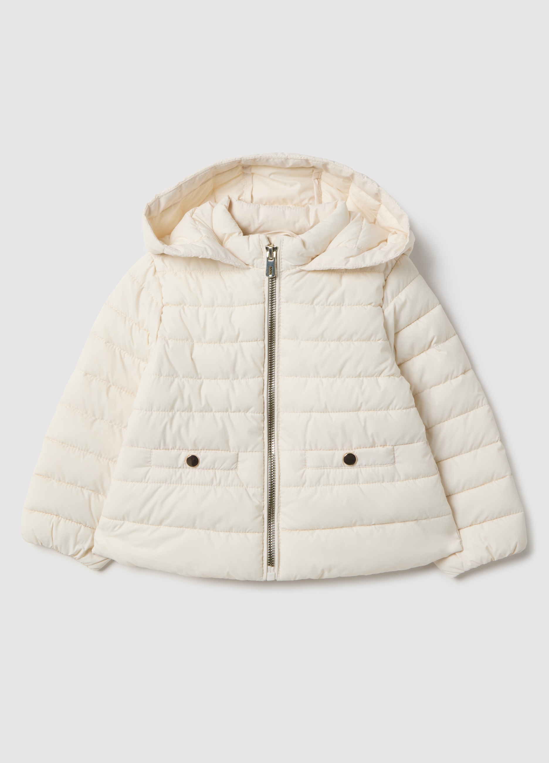 FAGOTTINO, Chaqueta Blanca Acolchada De Ajuste Regular Con Capucha Para Niñas, Niña, Blanco óptico, Talla: 18-24