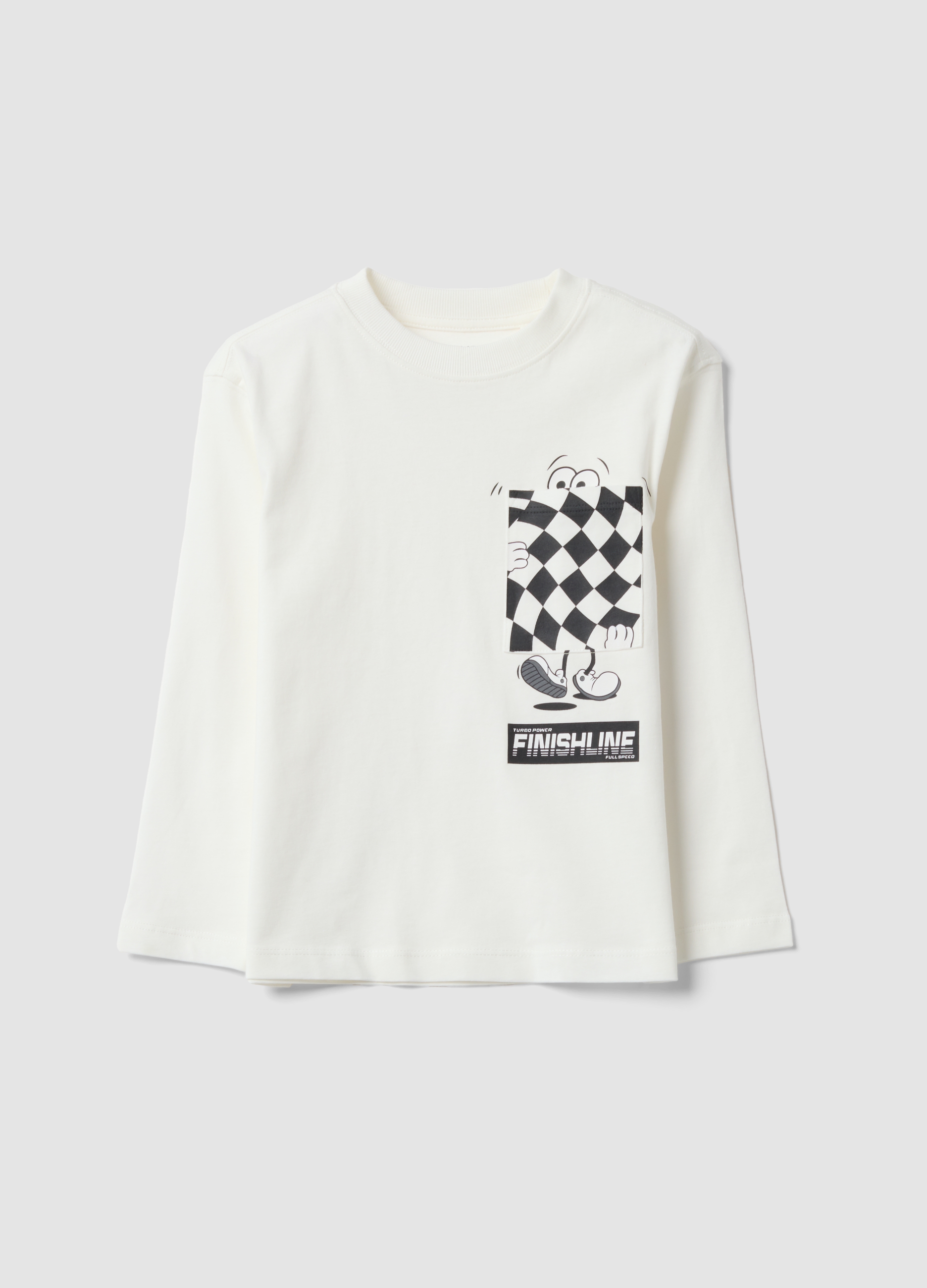 OVS KIDS, T-shirt Over Bianca In Puro Cotone Con Stampa A Contrasto Per Bambino, Bianco, Taglia: 9-10