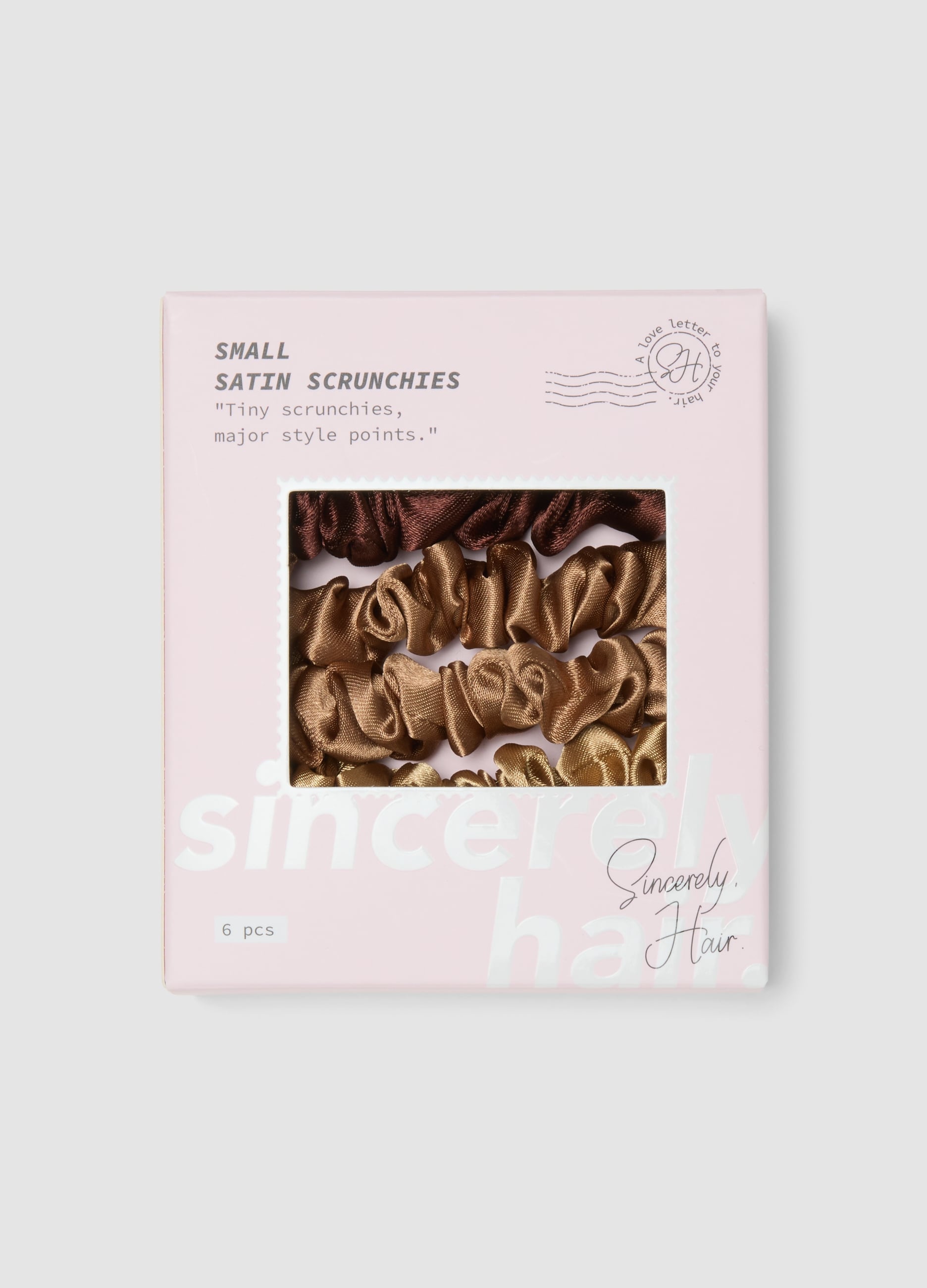 SINCERELY HAIR, Sincerely Hair Small Satin Scrunchies 6 Pezzi Mocha, Unisex, Marrone, Taglia: FASUL