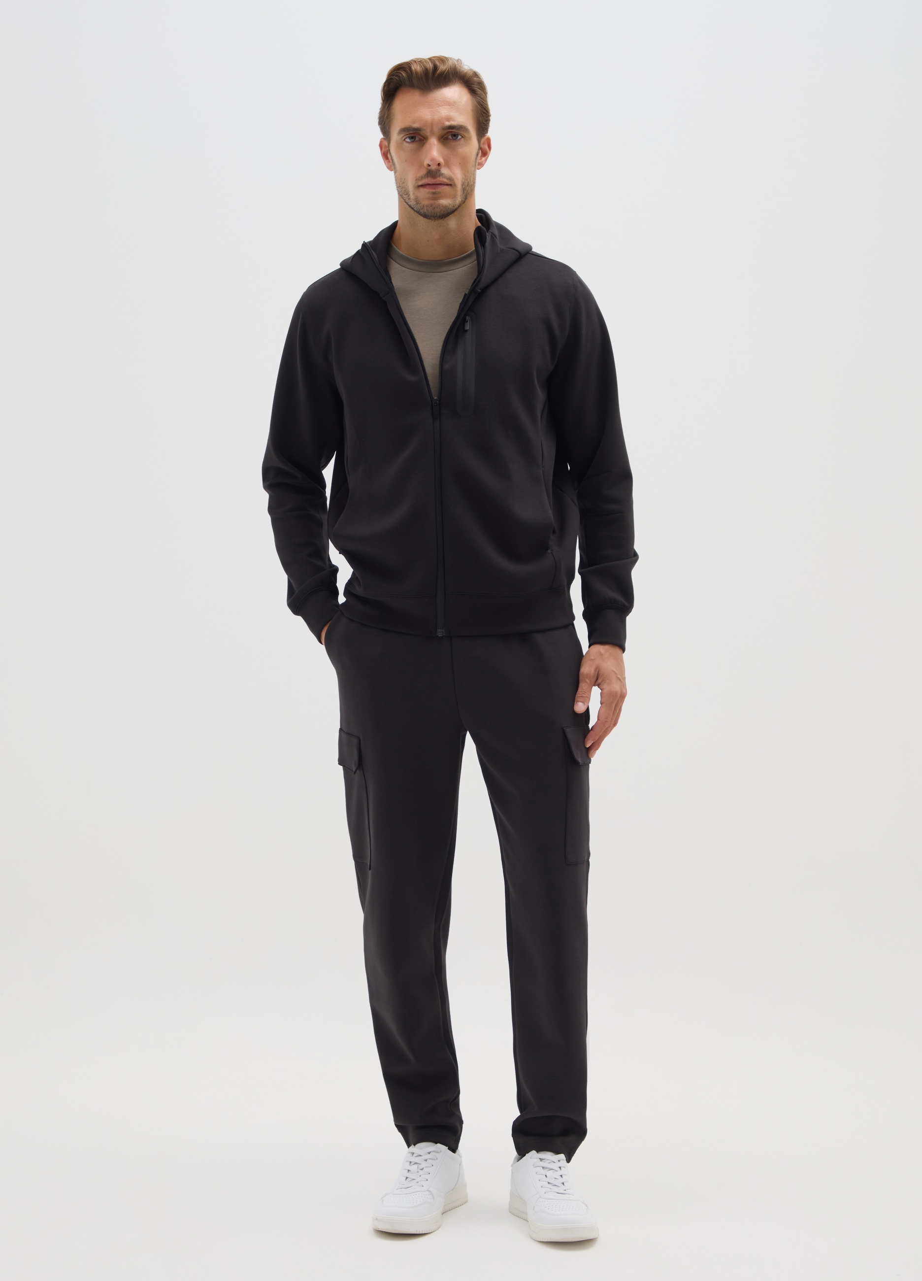 OVS, Sudadera Negra Regular Fit Con Capucha Y Cremallera, Hombre, Gunmetal, Talla: S