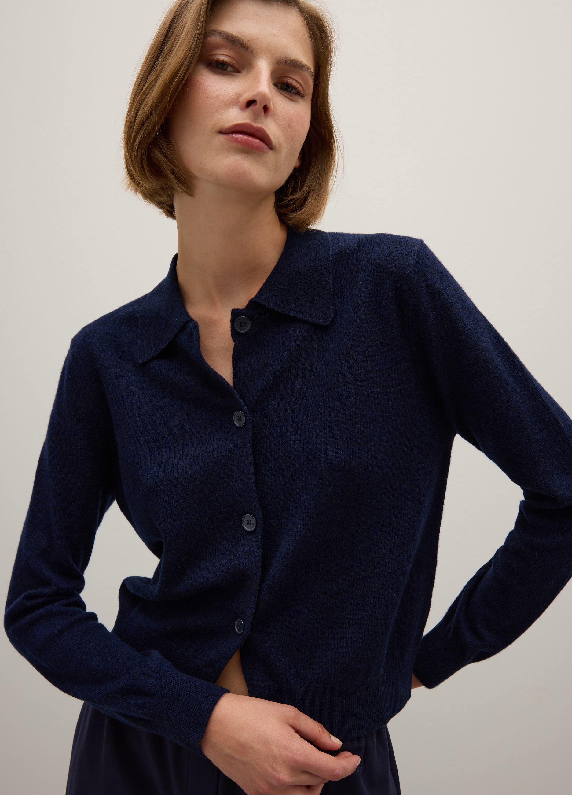 Piombo Contemporary, Cárdigan Azul De Lana, Mujer, Azul marino, Talla: 38