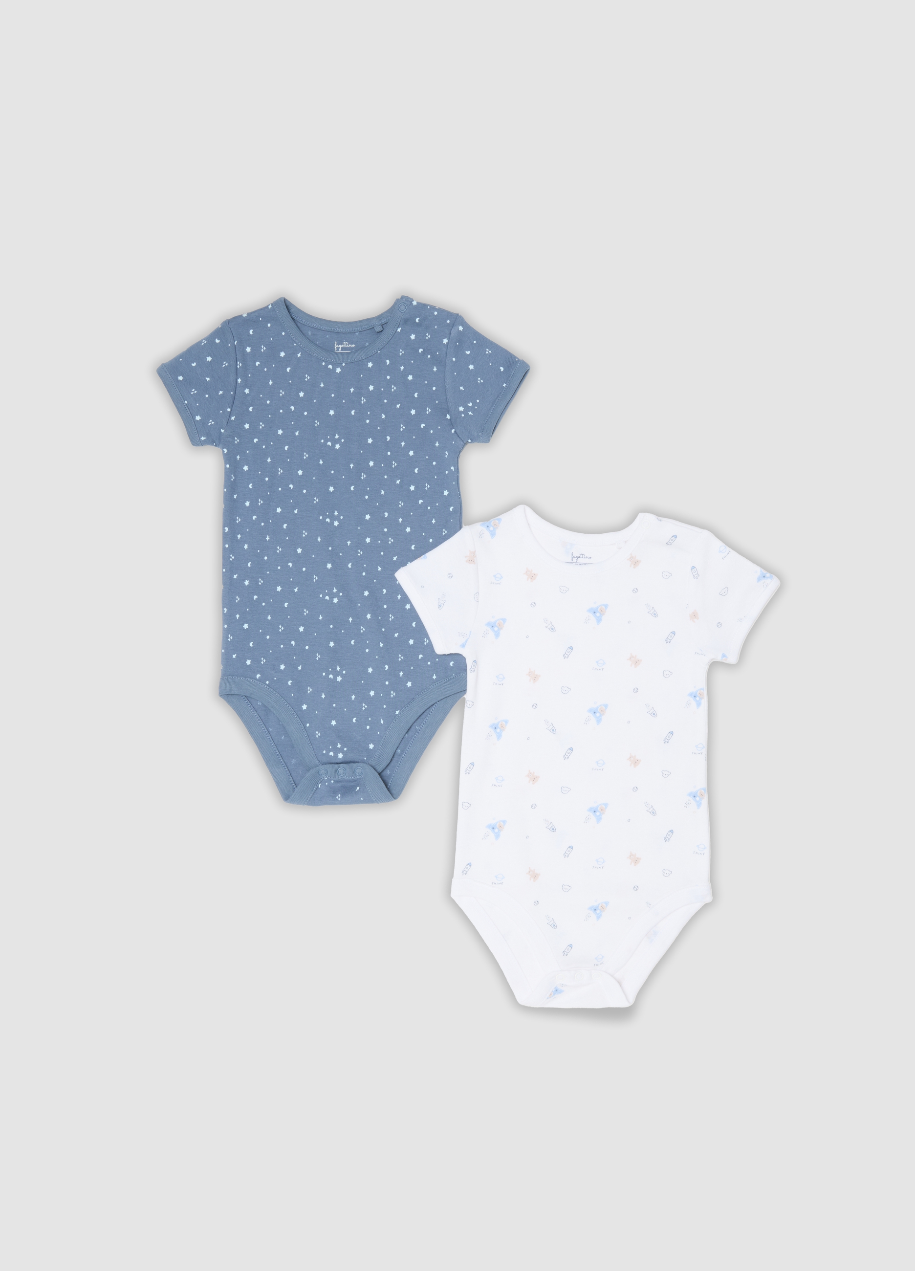 FAGOTTINO, Bipack Di Body Azzurri In Cotone Organico A Maniche Corte, Bambino, Multicolor, Taglia: 12-18