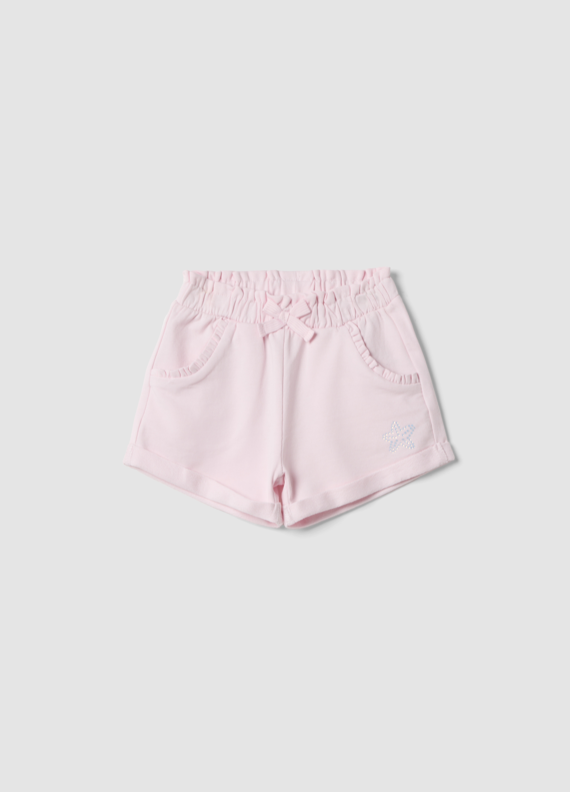 FAGOTTINO, Short Rosa De Algodón Elástico Para Niña Con Lazo, Niña, Rosa, Talla: 18-24