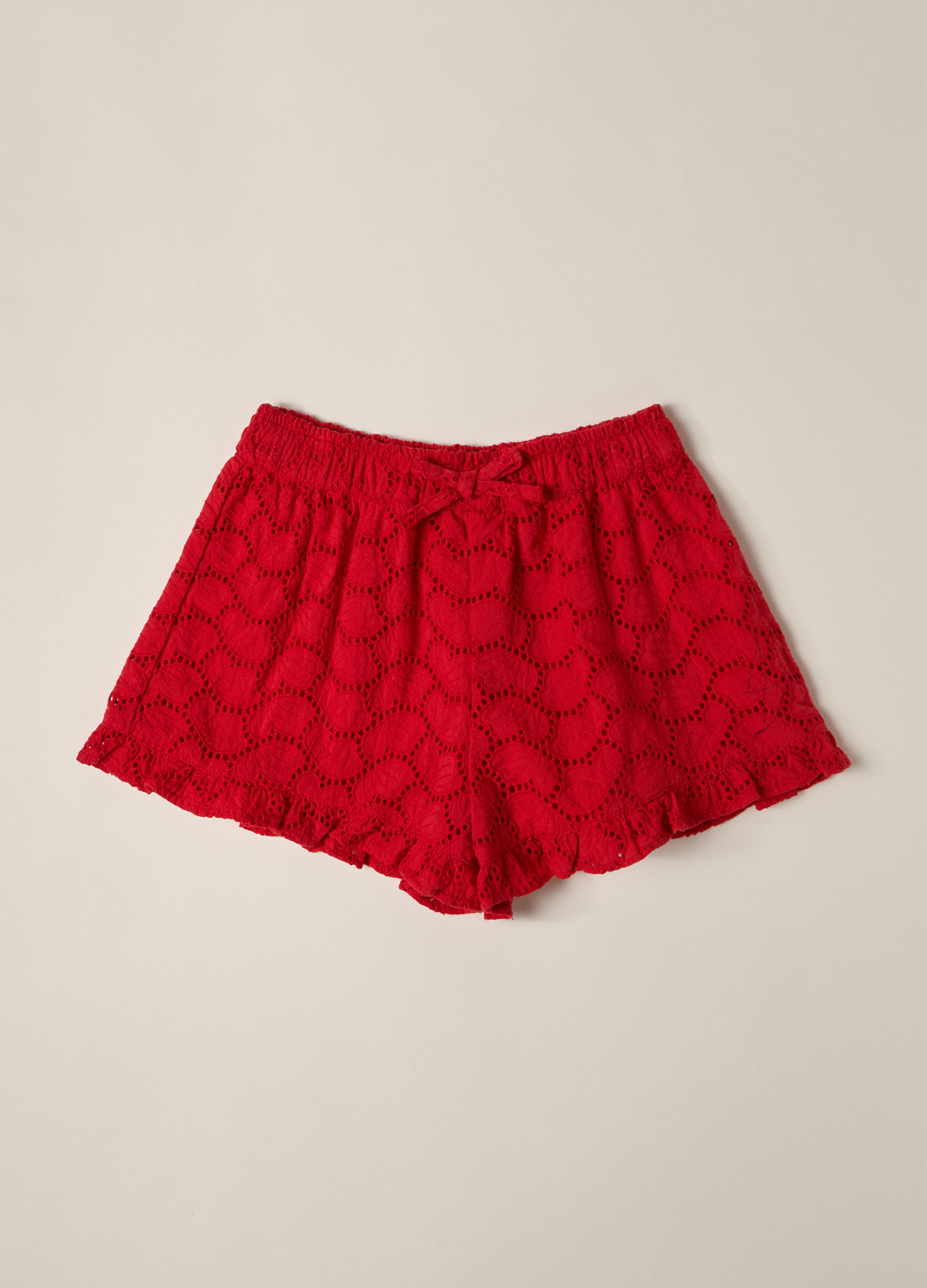 OVS, Shorts In Puro Cotone Sangallo Iana Neonata, Rosso, Taglia: 24