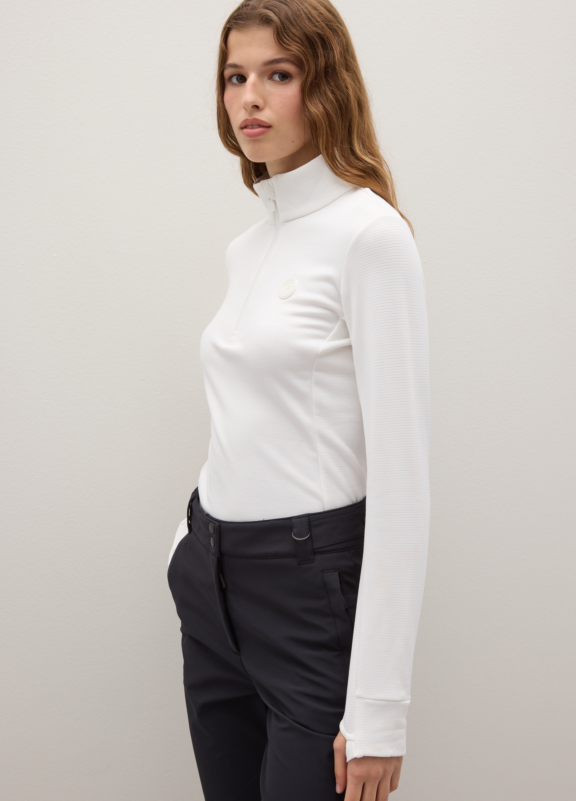 PIOMBO, Felpa Sportiva Bianca Con Collo Alto E Mezza Zip, Donna, Bianco, Taglia: S