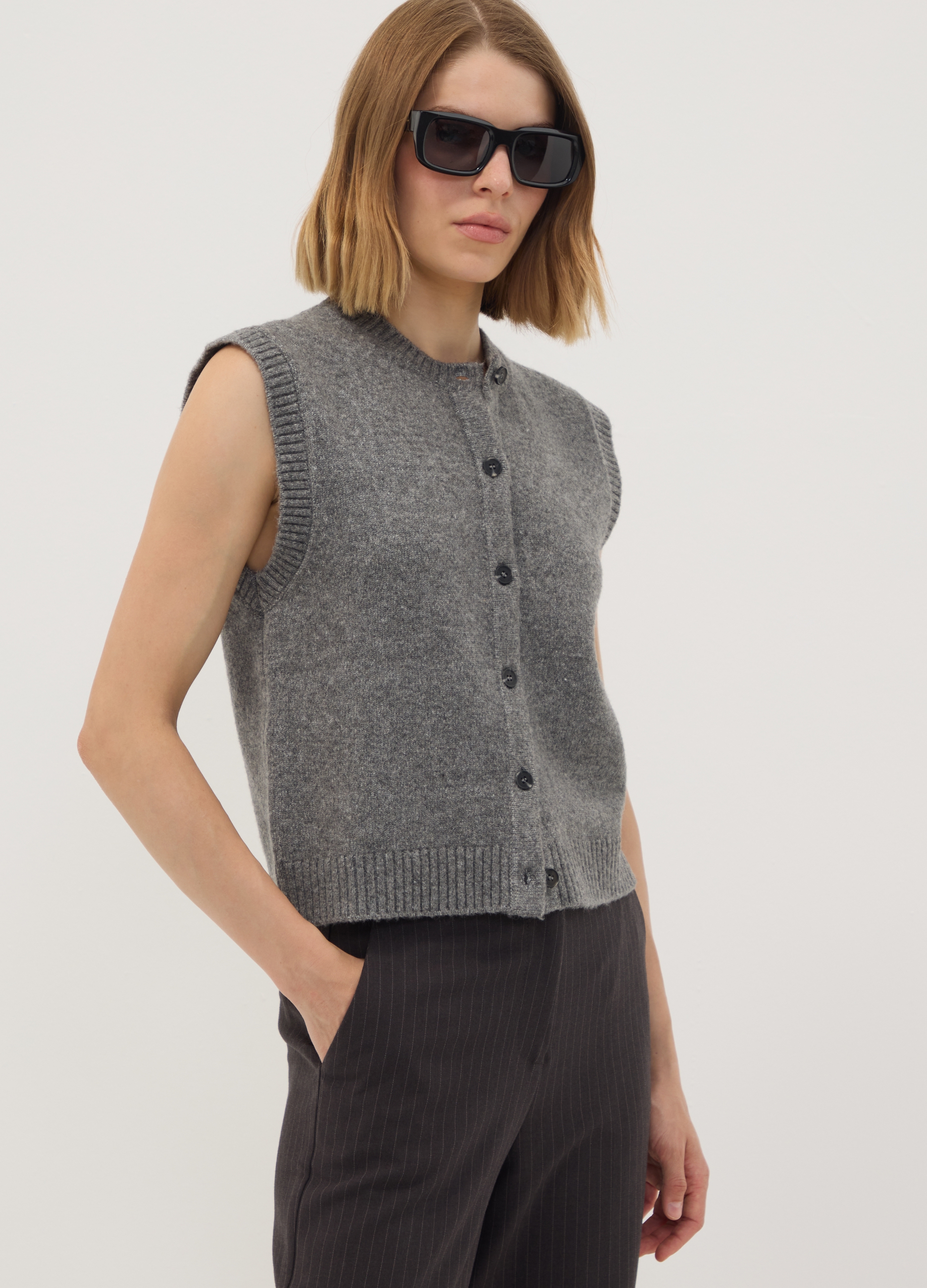 OVS, Gilet Grigio In Lana Elasticizzata A Girocollo, Donna, Grigio, Taglia: XL
