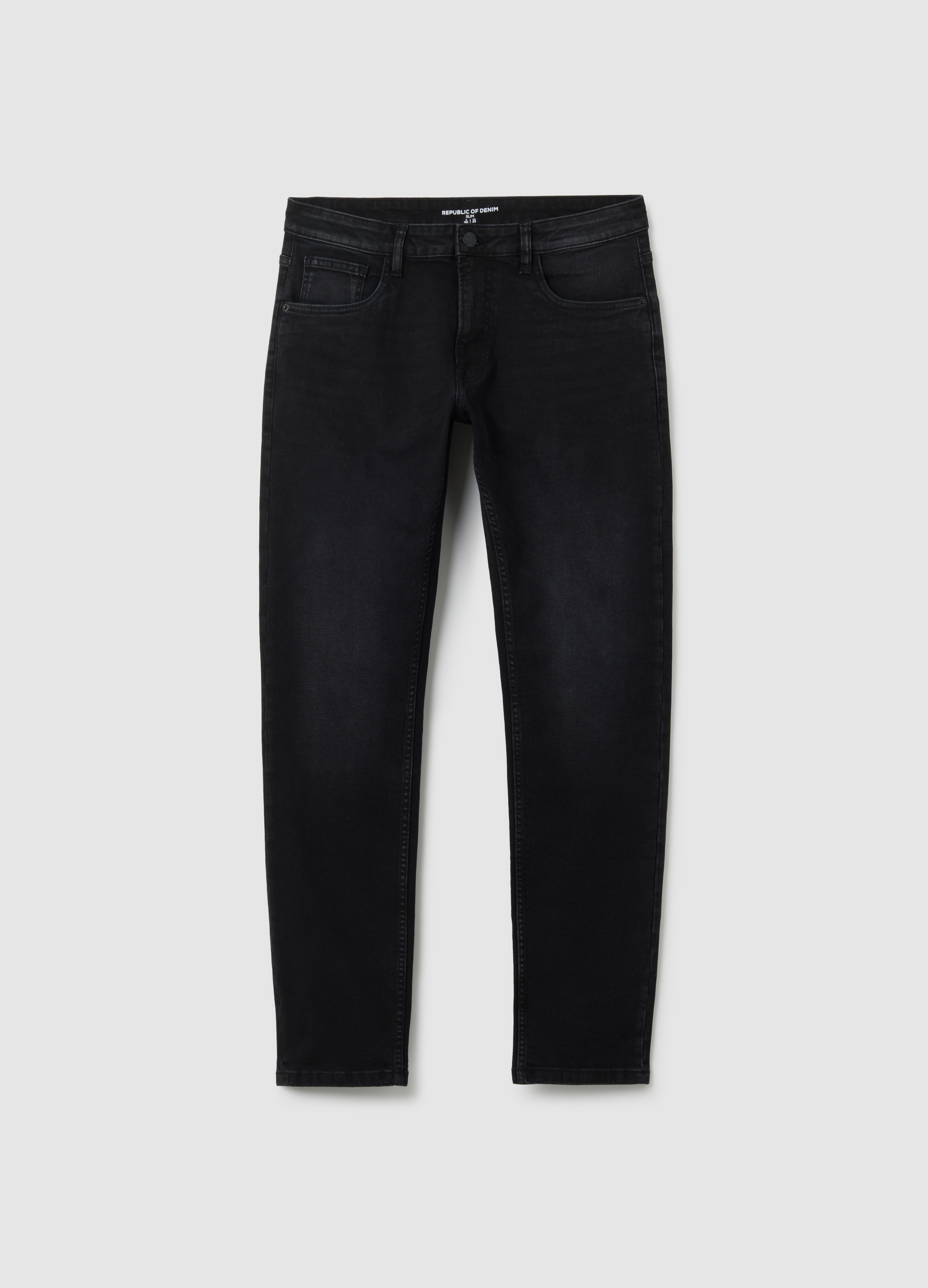 OVS, Schwarze Denim-slim-fit-jeans, Mann, Gunmetal, Größe: 44