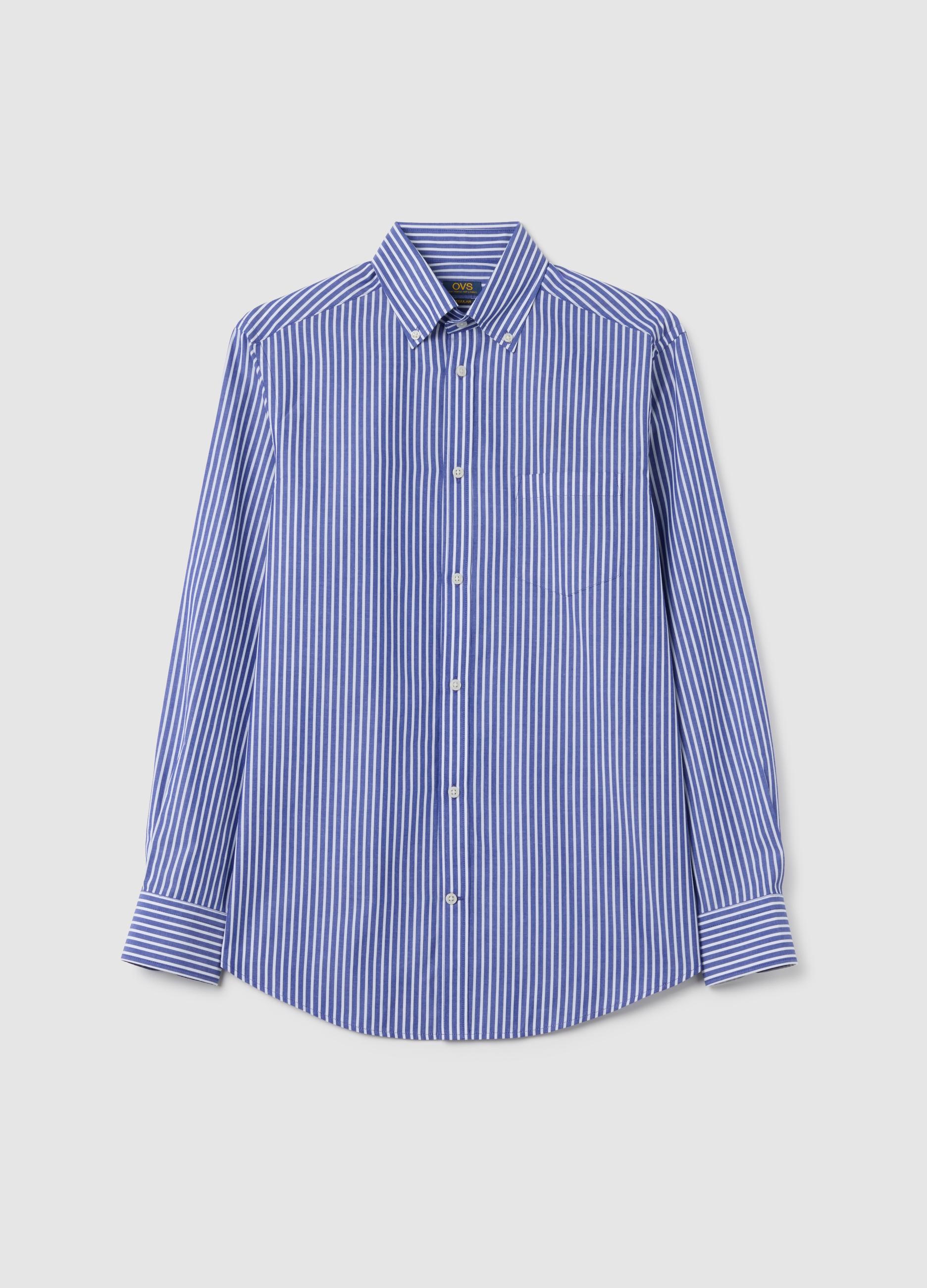 Camisa Regular Fit Multicolor De Mezcla De Algodón, Hombre, Blanco, Talla: 45