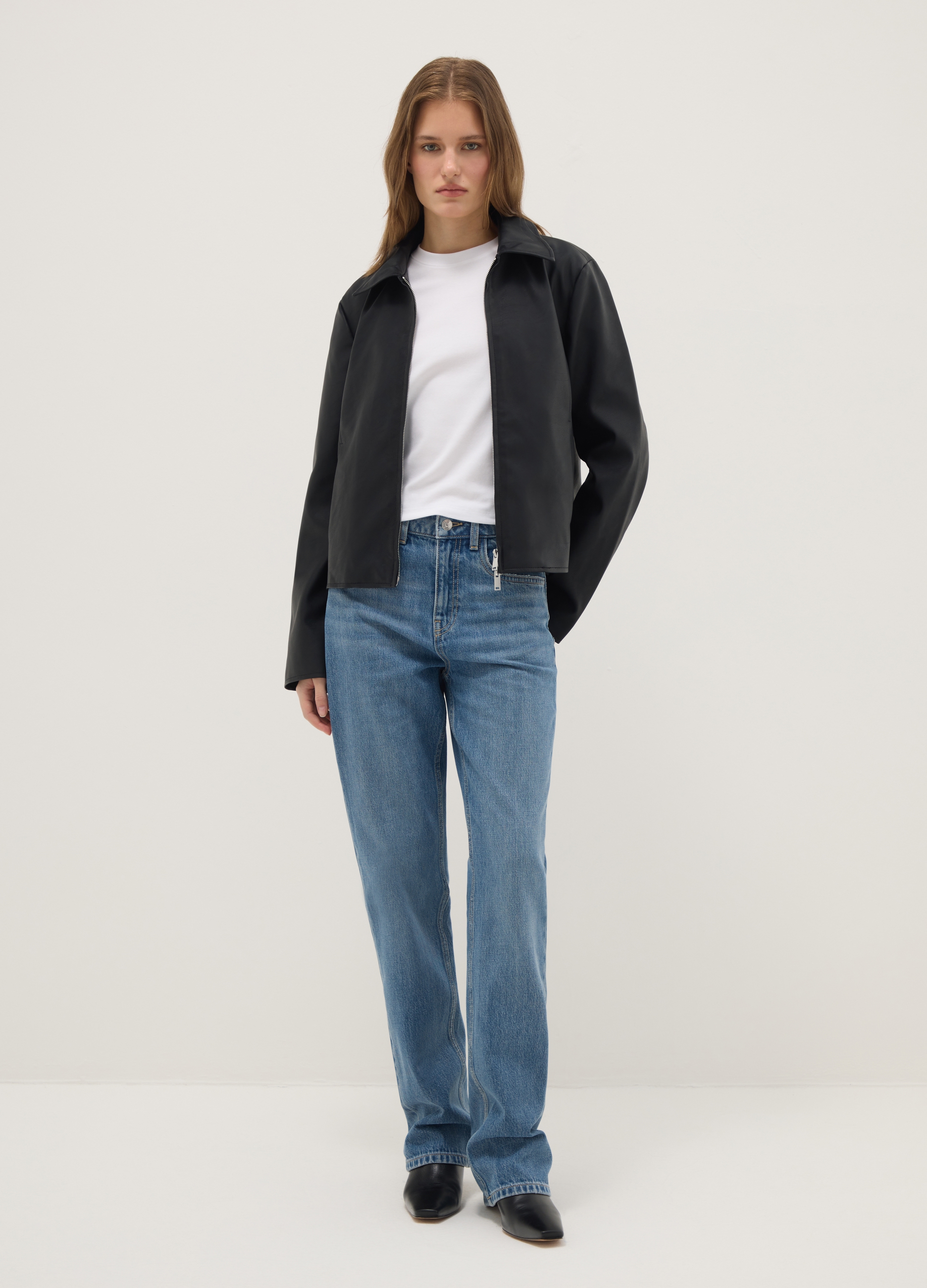 Jeans Azules De Algodón Puro, Ajustado Recto, Mujer, Azul vaquero, Talla: 42