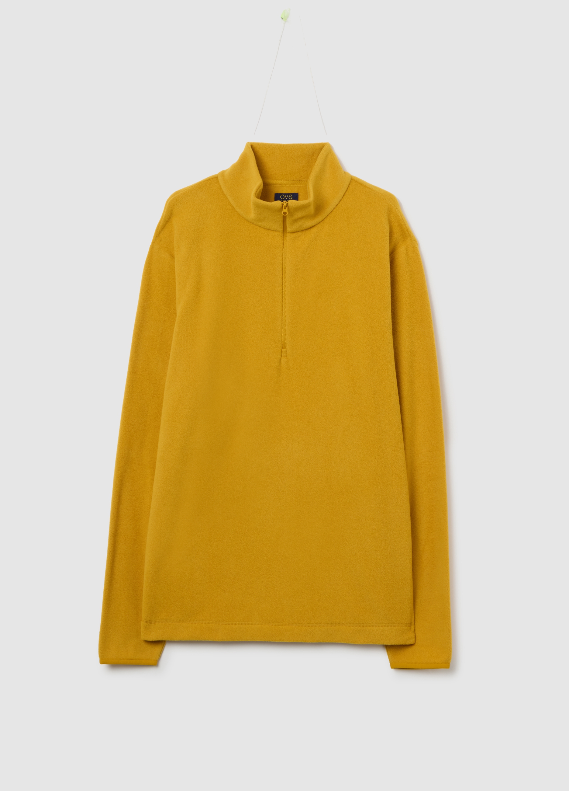 Felpa Gialla In Pile Con Half Zip, Hombre, Amarillo, Talla: XL
