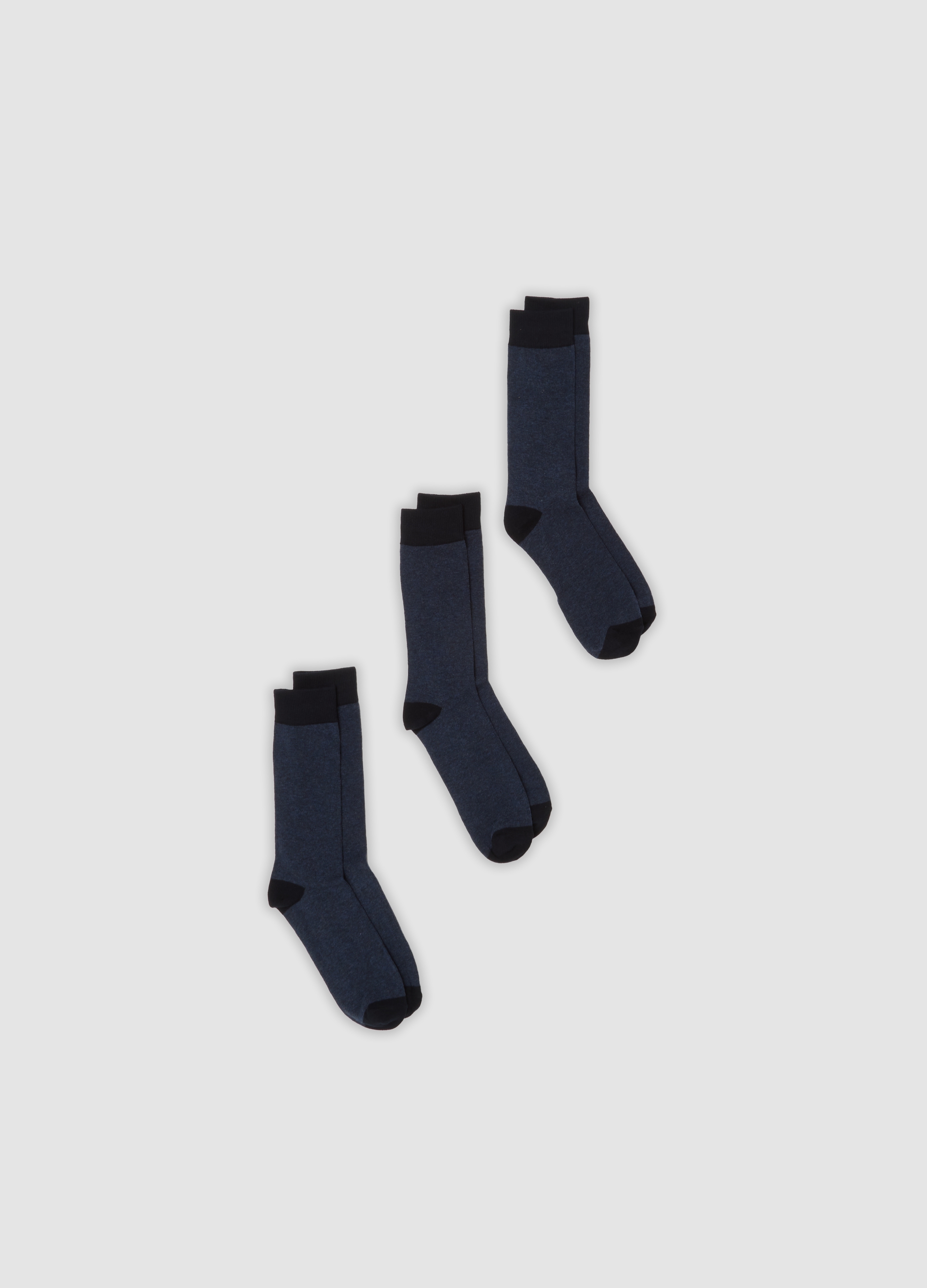 OVS, Tripack Di Calze Midi Blu In Cotone Organico Elasticizzato, Uomo, Blu, Taglia: 38-42