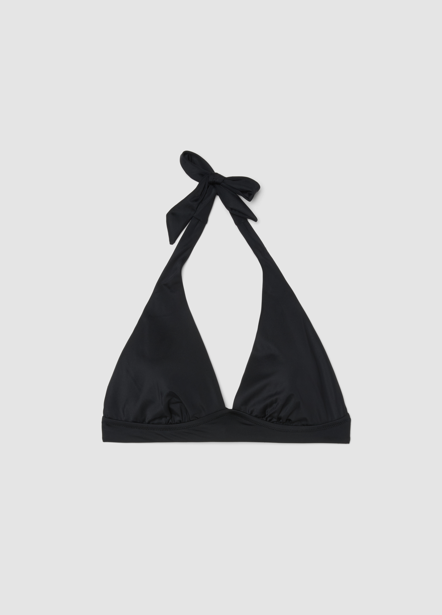 Top De Bikini Triangular Negro Elástico, Mujer, Negro, Talla: 3