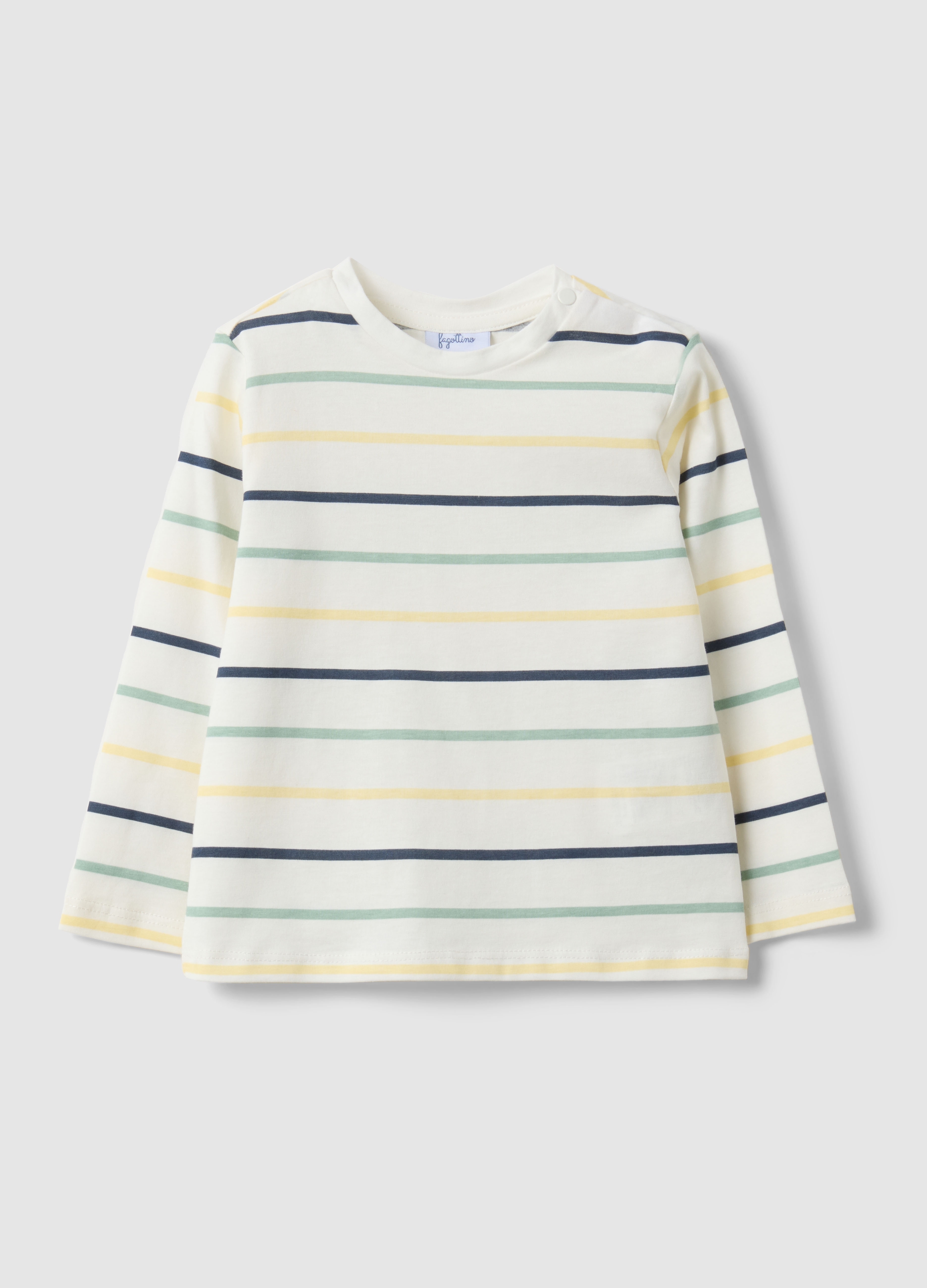 FAGOTTINO, Camiseta De Manga Larga 100% Algodón Con Rayas Multicolor, Niño, Gris claro, Talla: 12-18