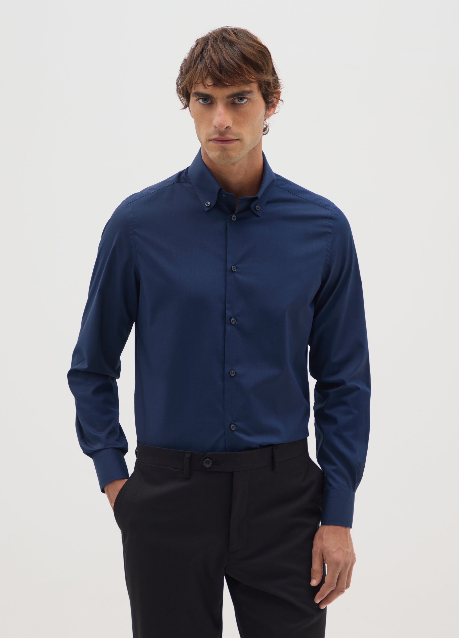 OVS, Camicia Blu Slim Fit, Uomo, Blu, Taglia: 39