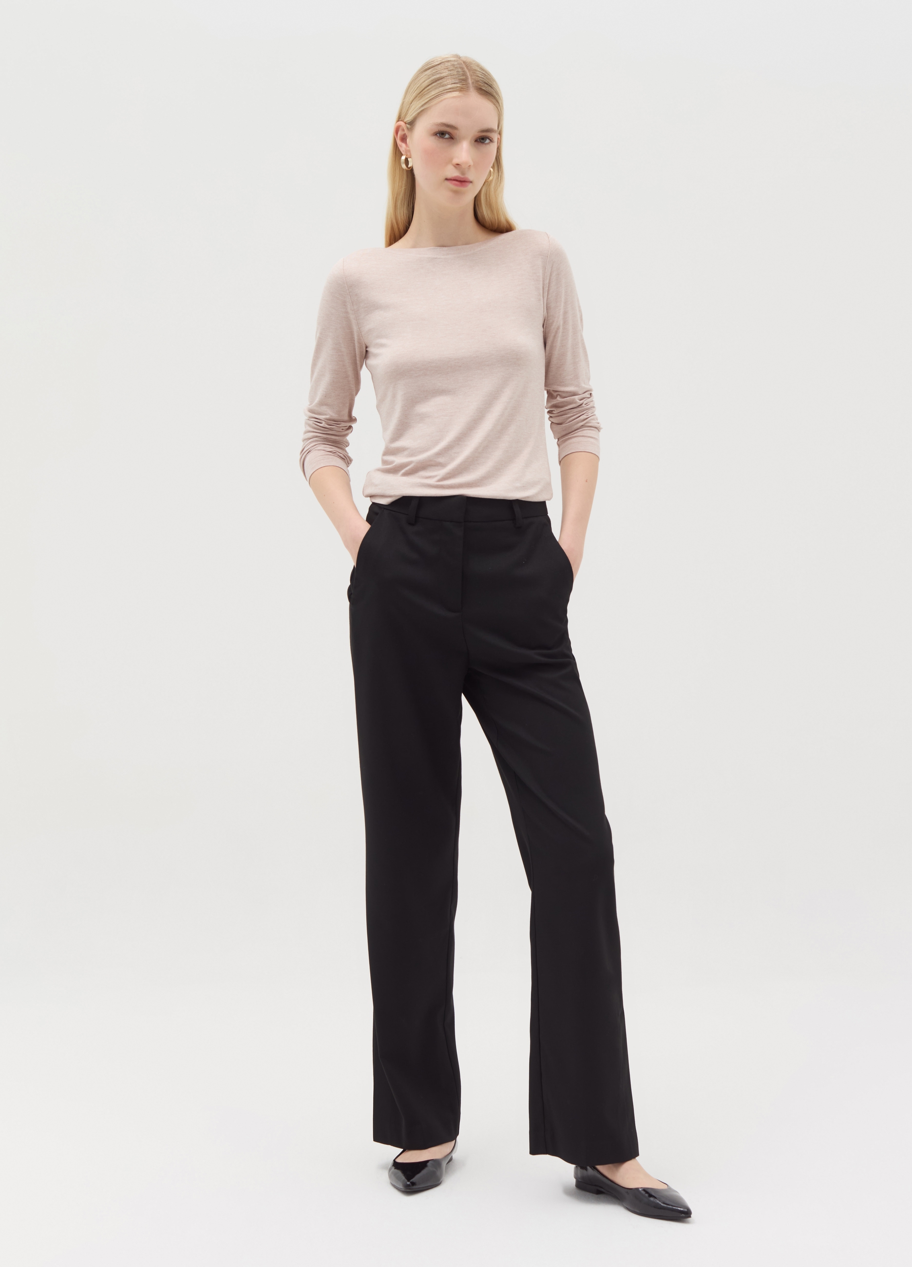 OVS, T-shirt In Viscosa Stretch Con Scollo A Barca, Donna, Beige, Taglia: XXL