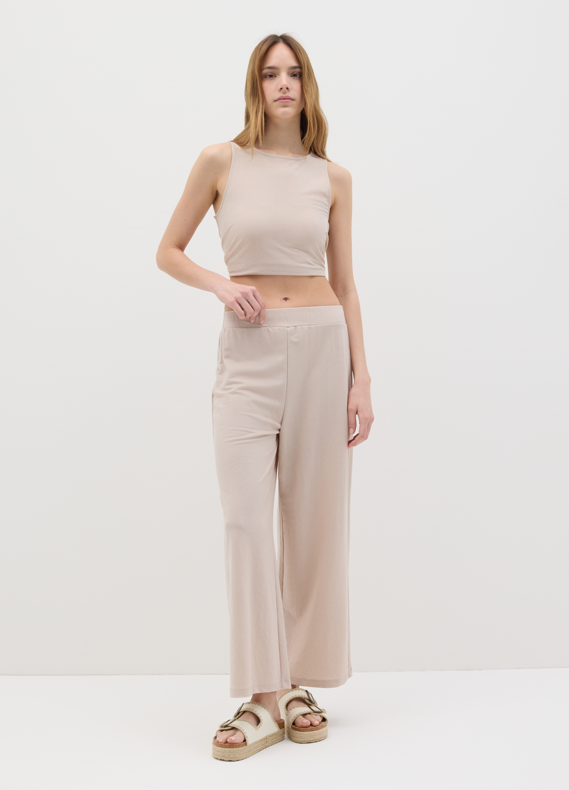 OVS, Pantaloni Culotte Da Donna In Misto Viscosa Beige Regular Fit, Beige, Taglia: XL