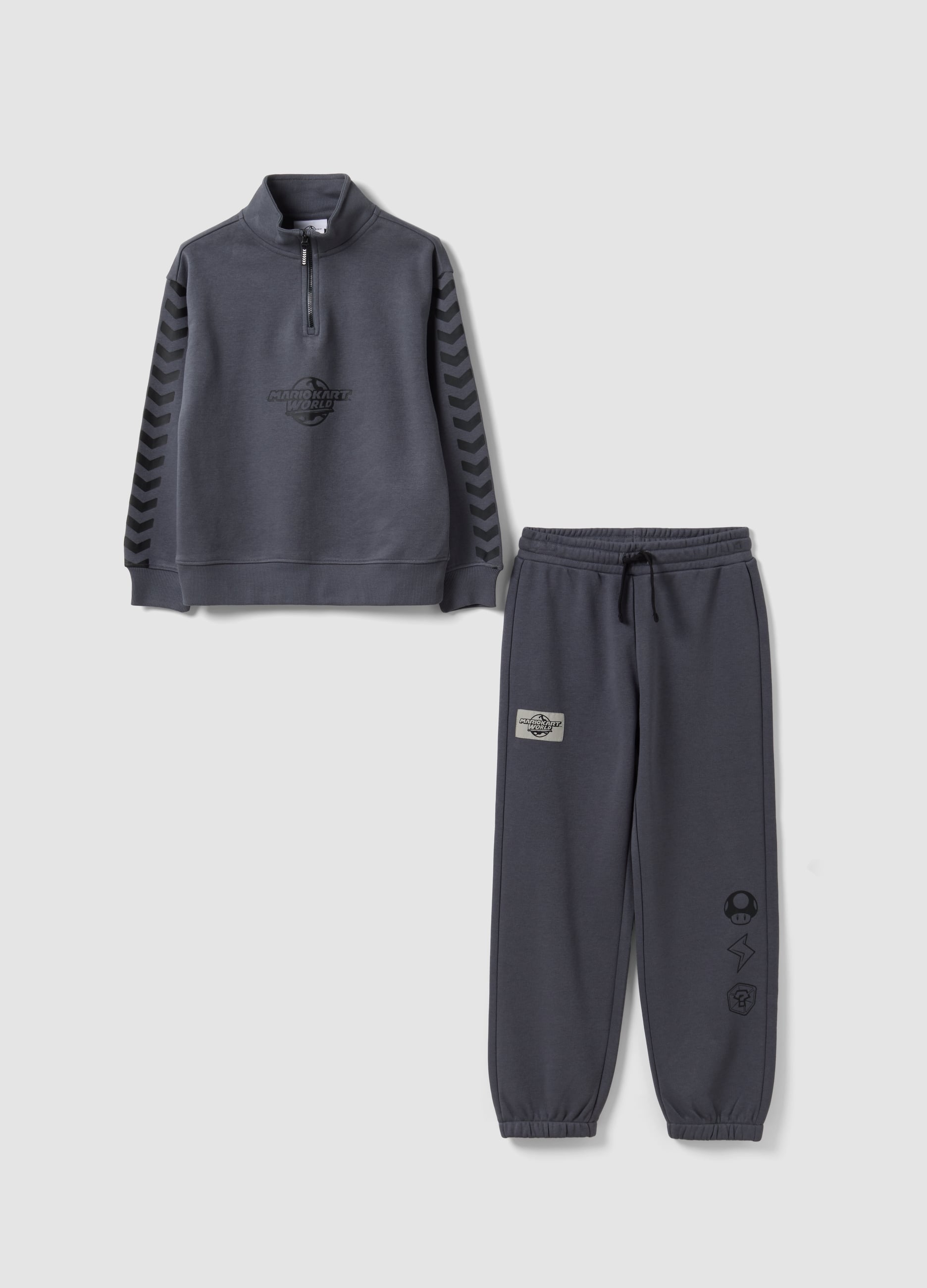 NINTENDO, Chándal Gris De Mezcla De Algodón Con Estampado Mario Kart, Corte Oversize, Niño, Gris oscuro, Talla: 3-4